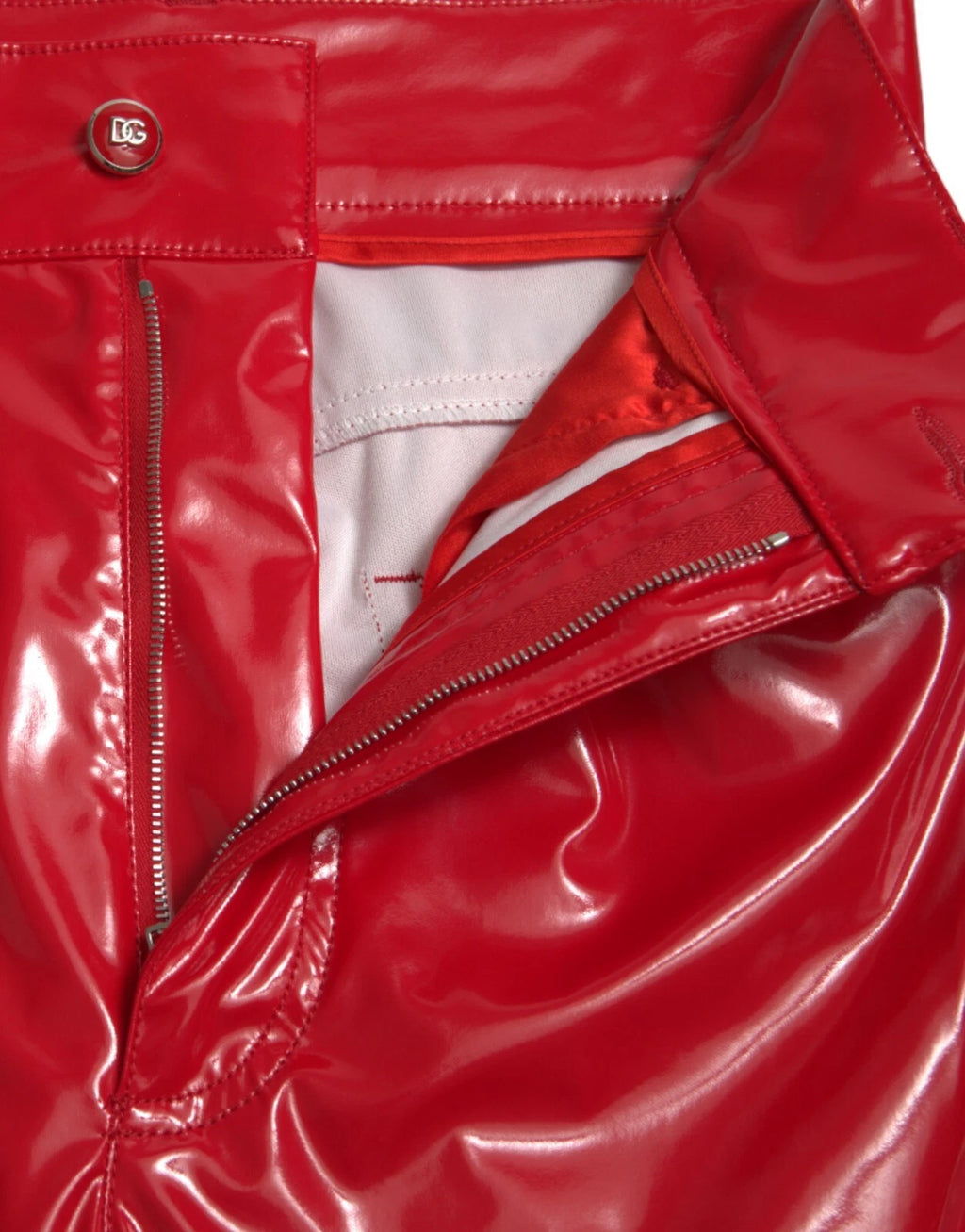 Pantalon skinny taille haute rouge brillant Dolce & Gabbana