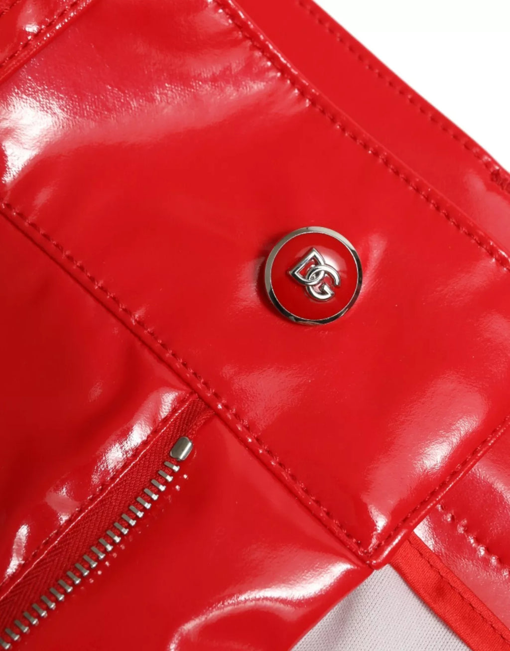 Pantalon skinny taille haute rouge brillant Dolce & Gabbana