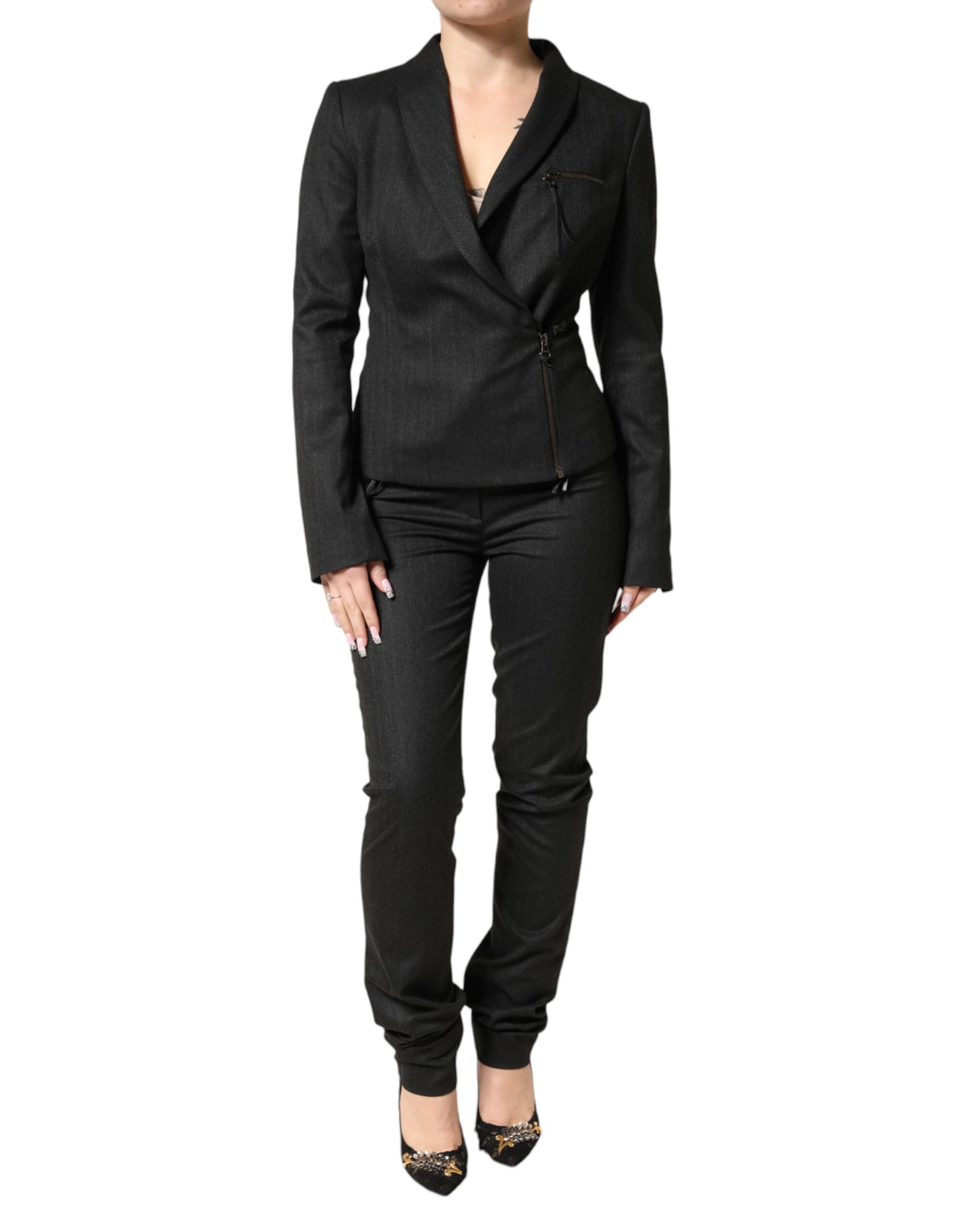 Costume 2 pièces veste blazer croisée et pantalon noirs Exte