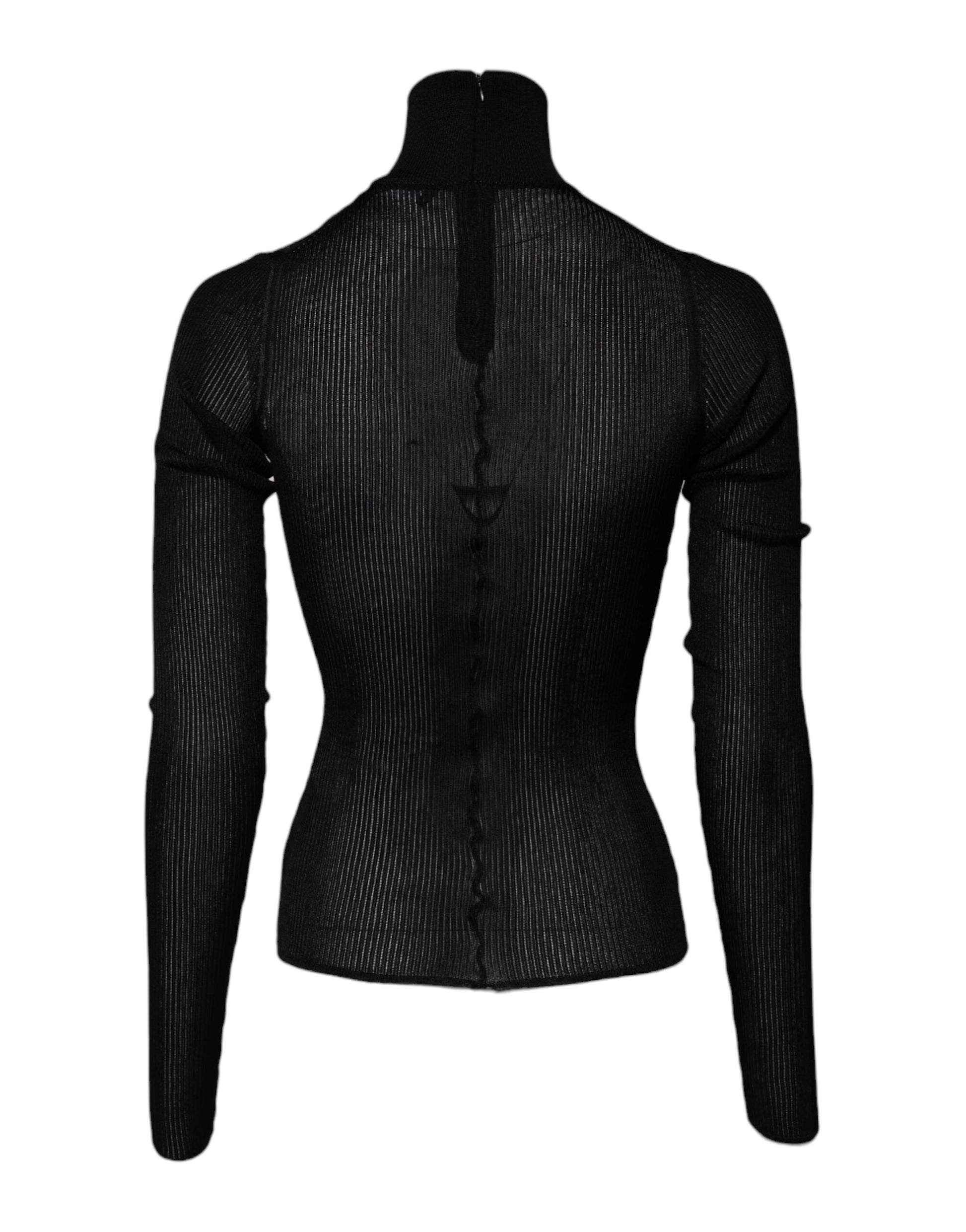 Dolce & Gabbana Black Viscose Turtle Neck Pullover Top