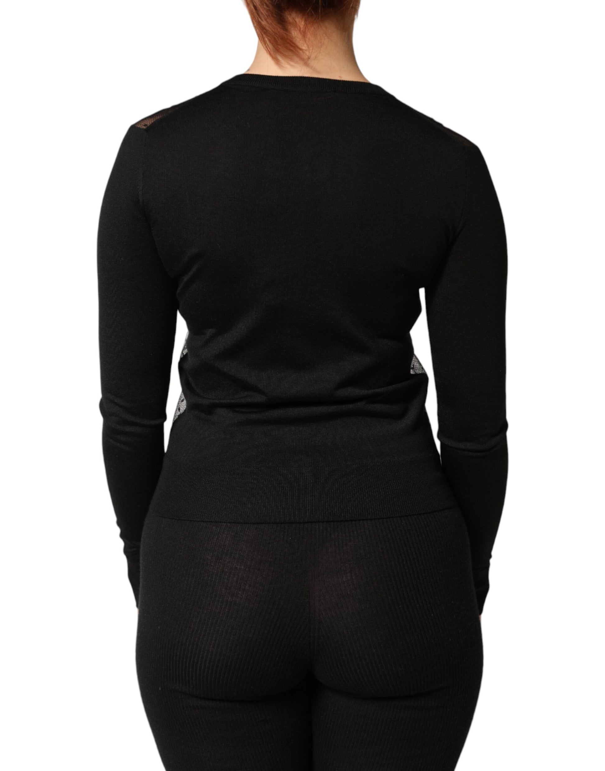 Cardigan pull transparent noir à boutons Dolce & Gabbana