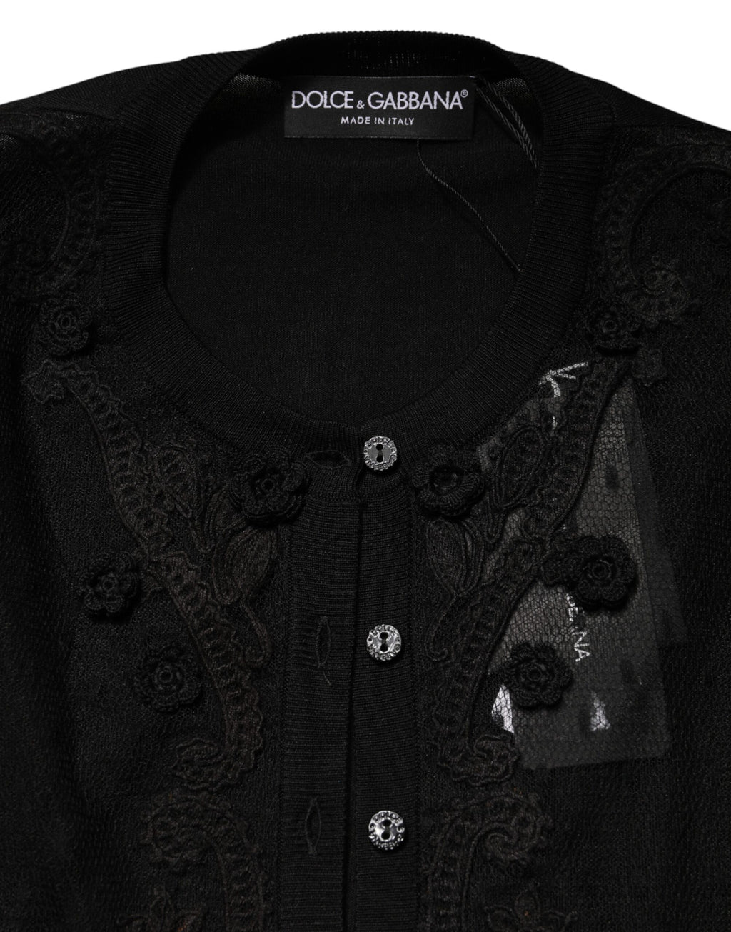 Cardigan pull transparent noir à boutons Dolce & Gabbana