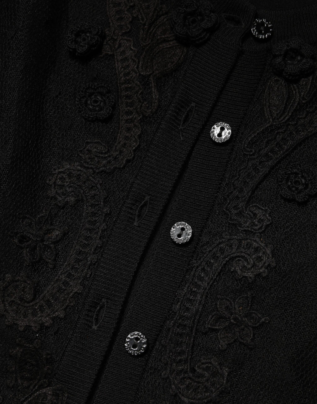 Cardigan pull transparent noir à boutons Dolce & Gabbana