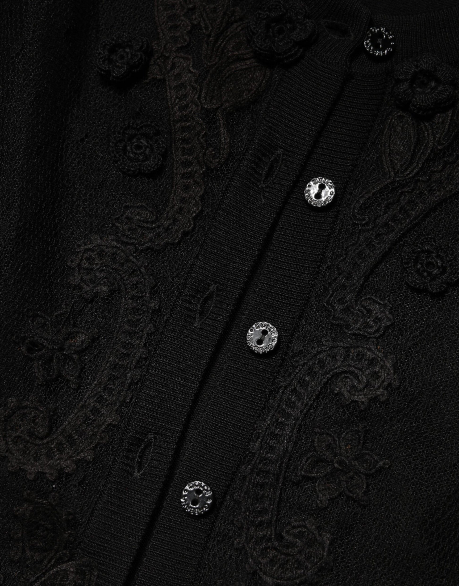 Cardigan pull transparent noir à boutons Dolce & Gabbana