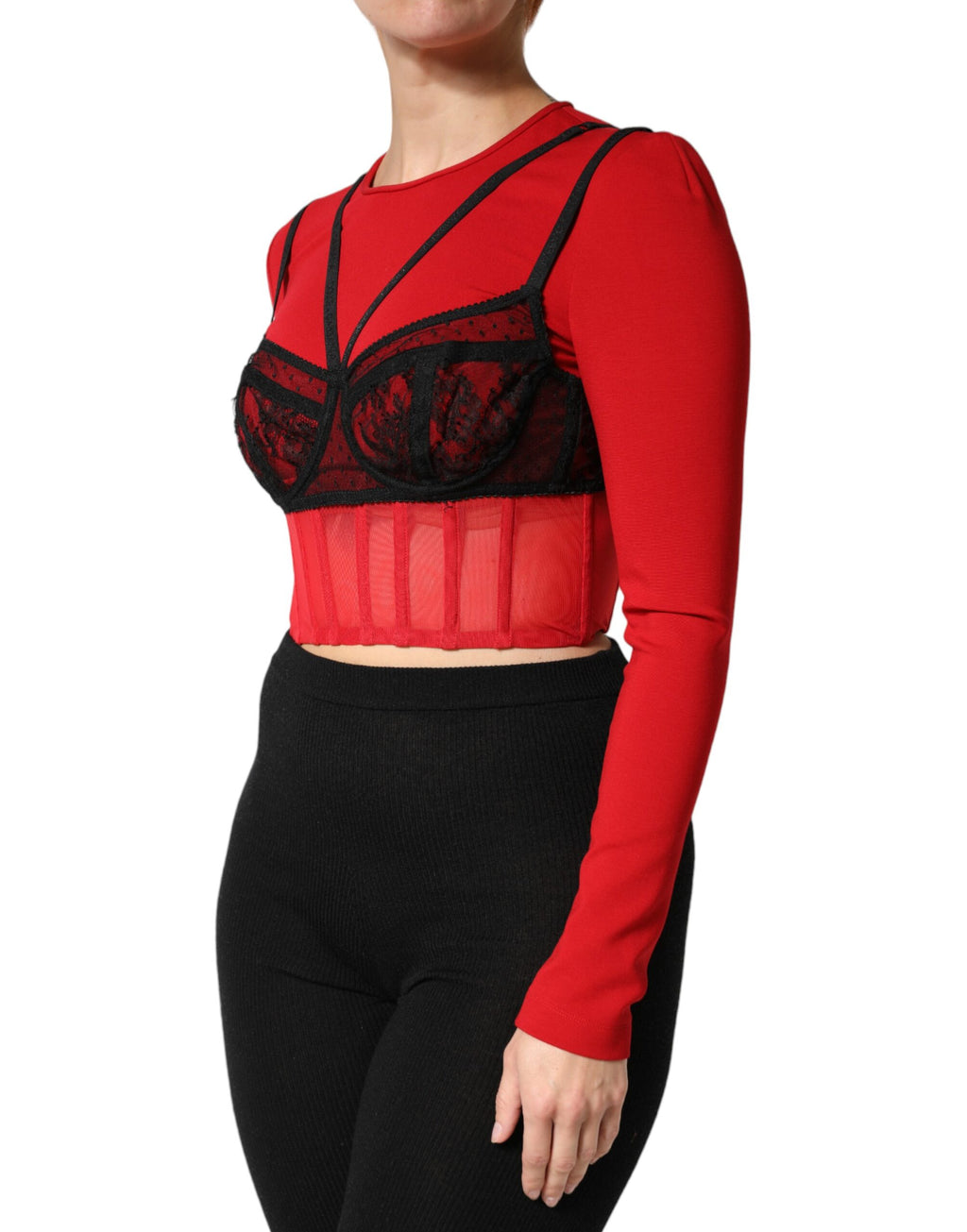 Dolce & Gabbana Red Long Sleeve T-Shirt for Women detail view