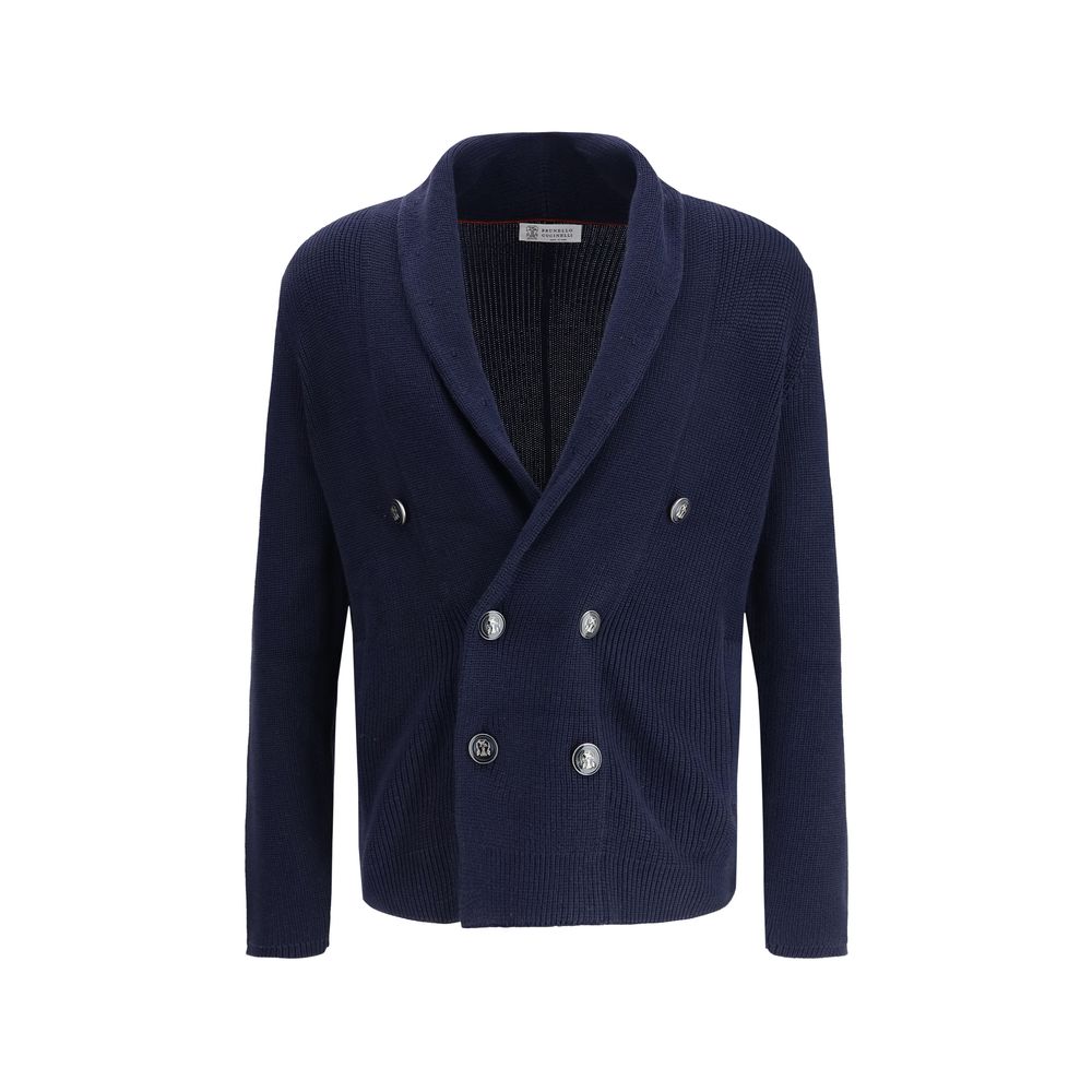 Gilet bleu en coton Brunello Cucinelli