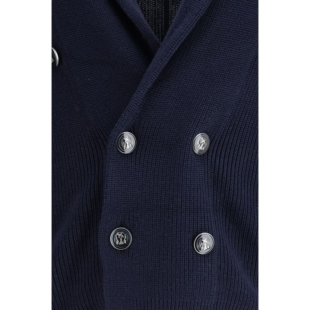 Gilet bleu en coton Brunello Cucinelli