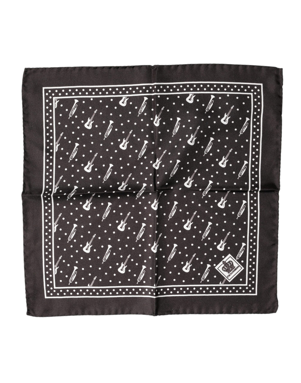 Foulard-mouchoir pour homme Dolce & Gabbana noir guitare et trompette
