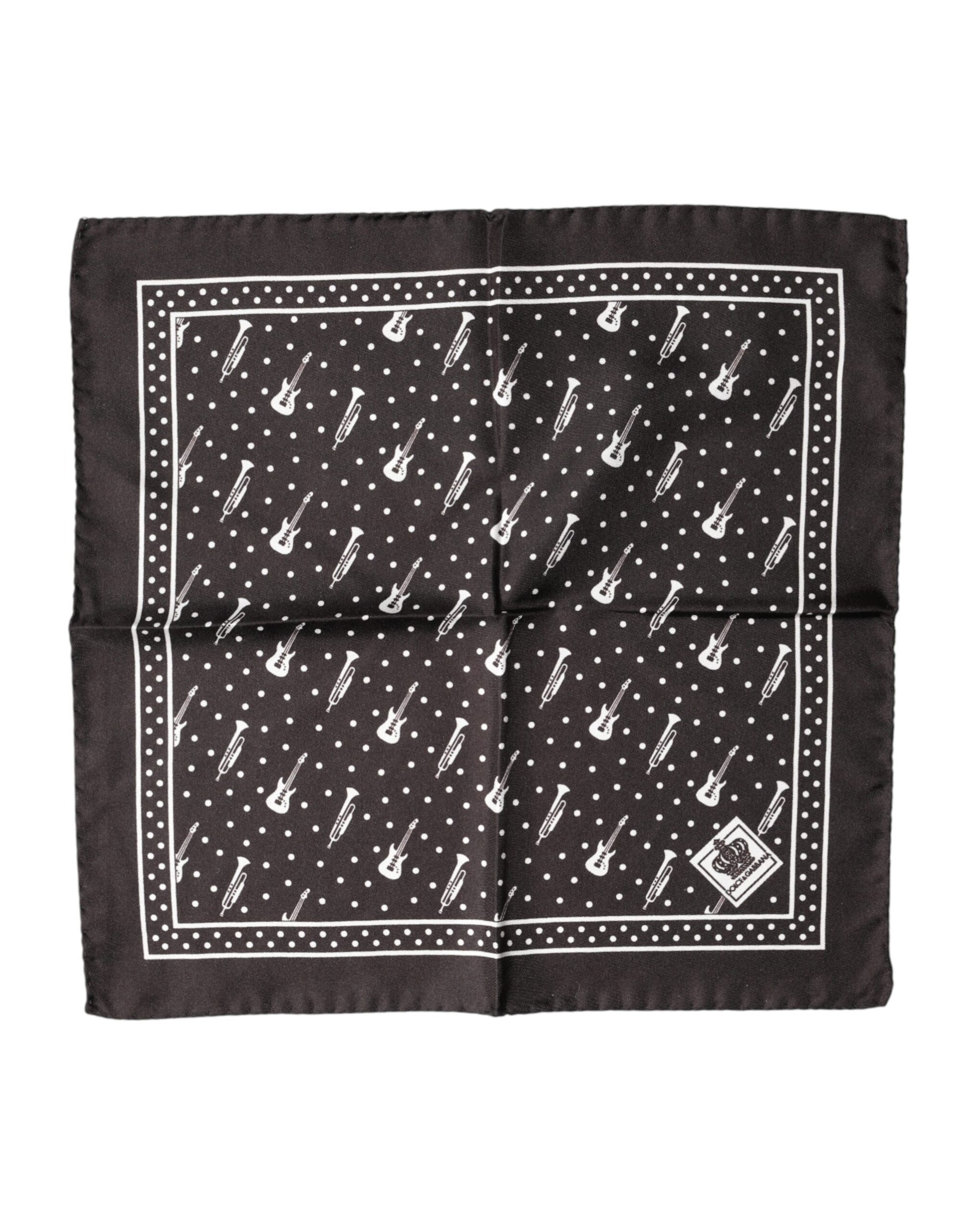 Foulard-mouchoir pour homme Dolce & Gabbana noir guitare et trompette