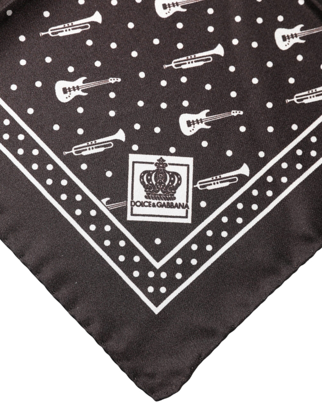Foulard-mouchoir pour homme Dolce & Gabbana noir guitare et trompette