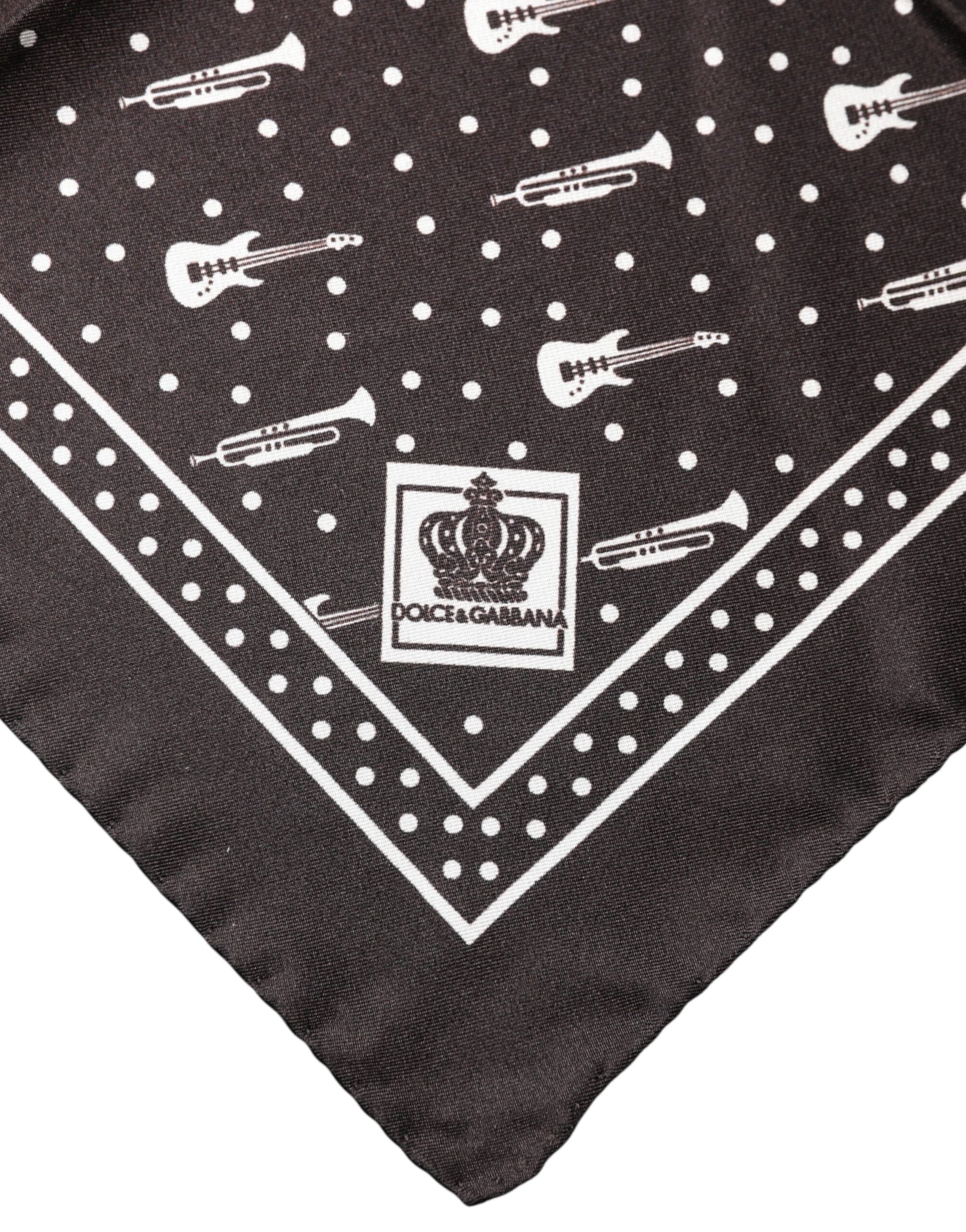 Foulard-mouchoir pour homme Dolce & Gabbana noir guitare et trompette