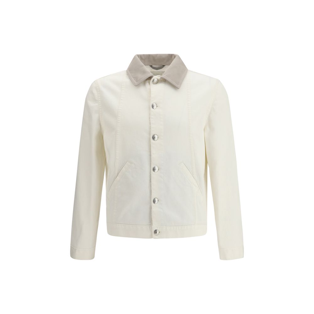 Brunello Cucinelli Blouson en jean de coton blanc
