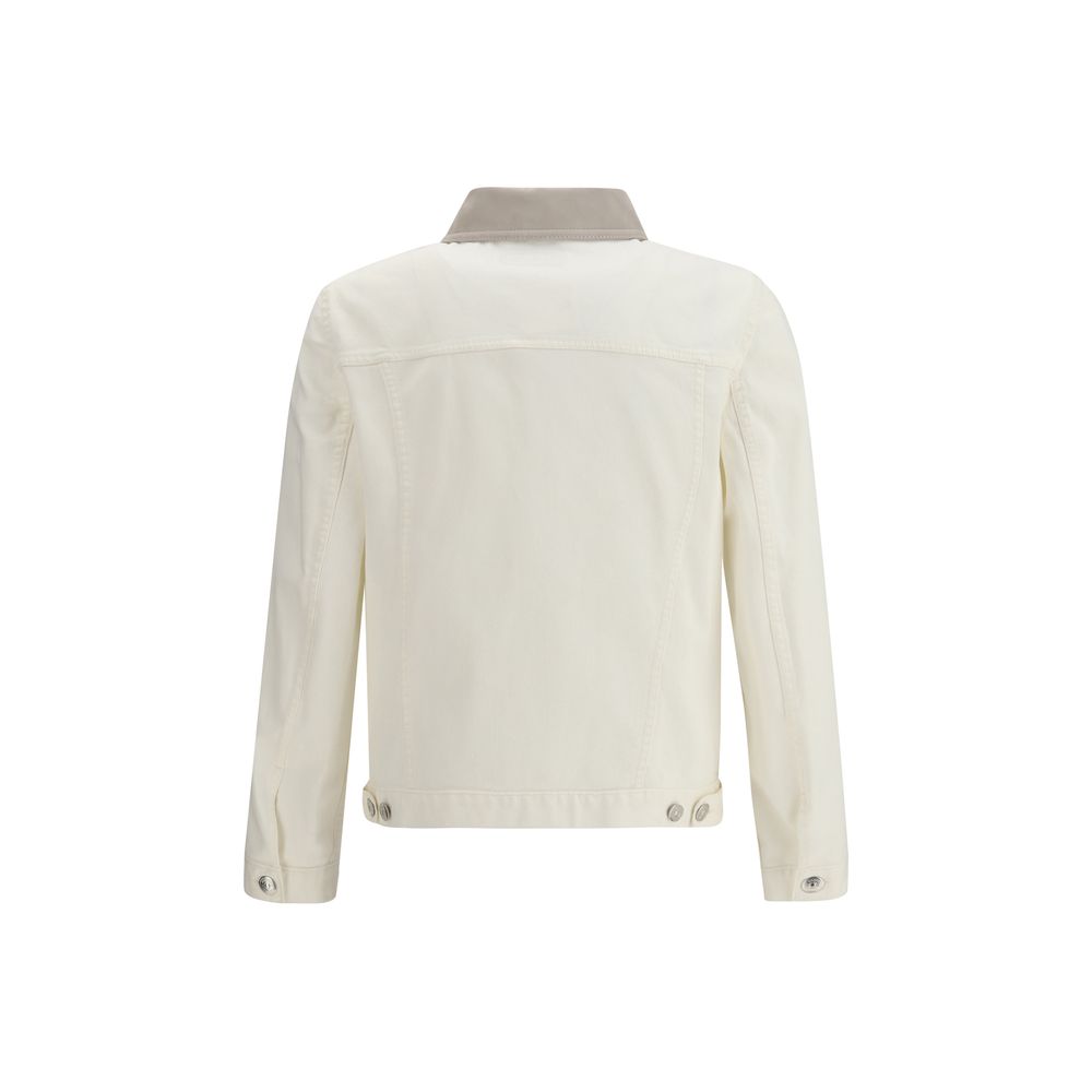 Brunello Cucinelli Blouson en jean de coton blanc