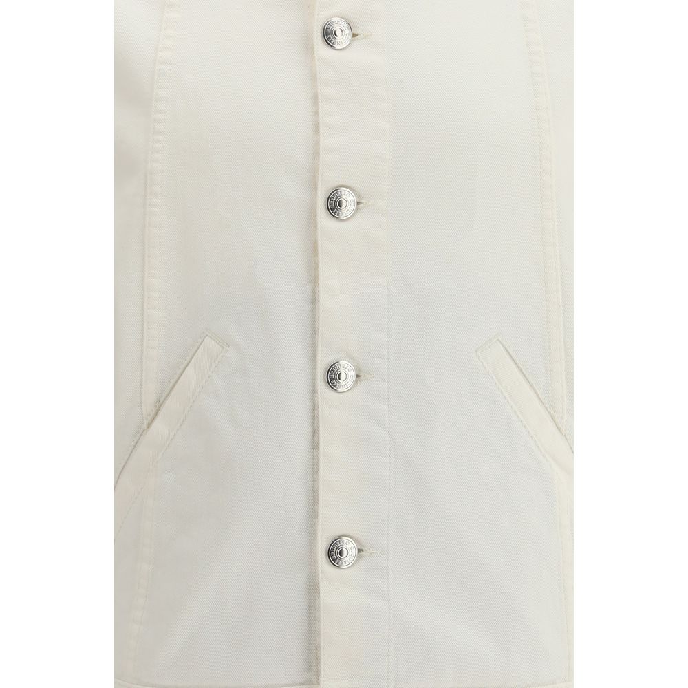 Brunello Cucinelli Blouson en jean de coton blanc