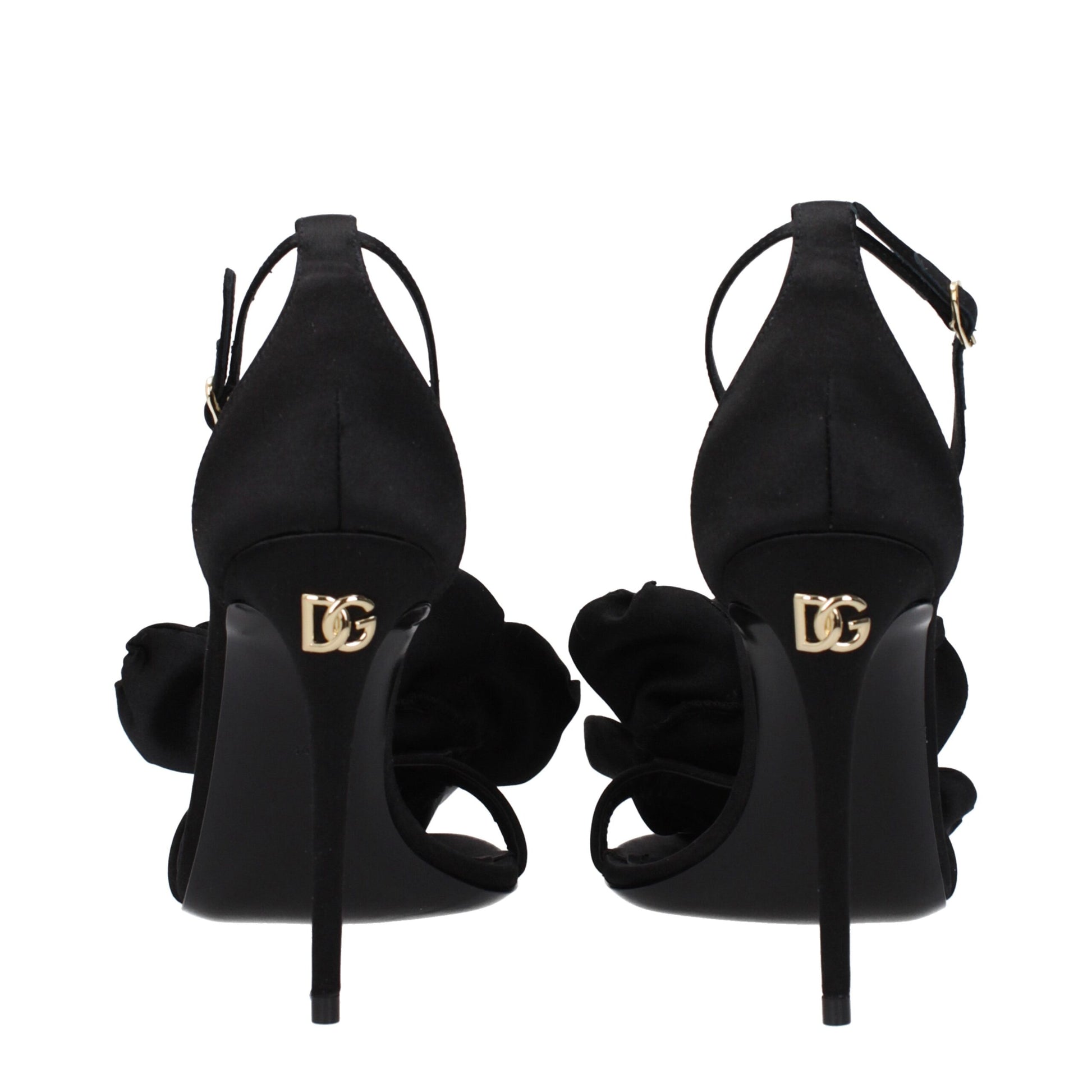Dolce & Gabbana Black Satin Stiletto Heel Sandals