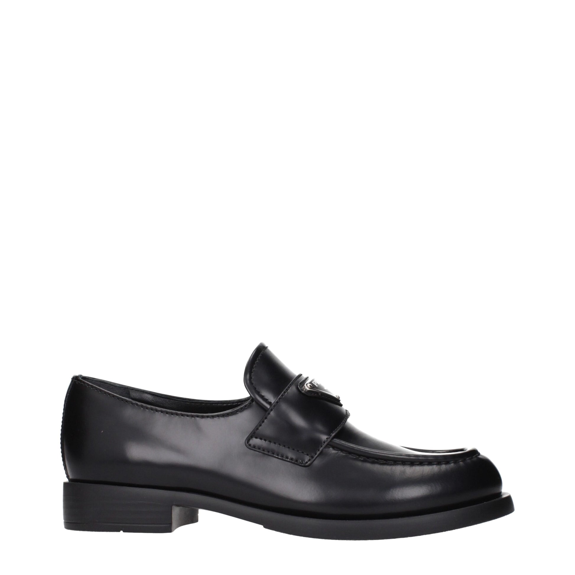 Prada Black Leather Slip-On Loafers
