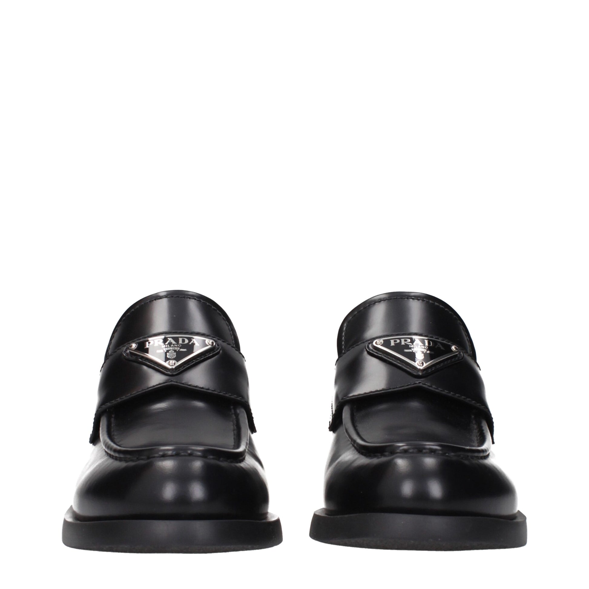Prada Black Leather Slip-On Loafers