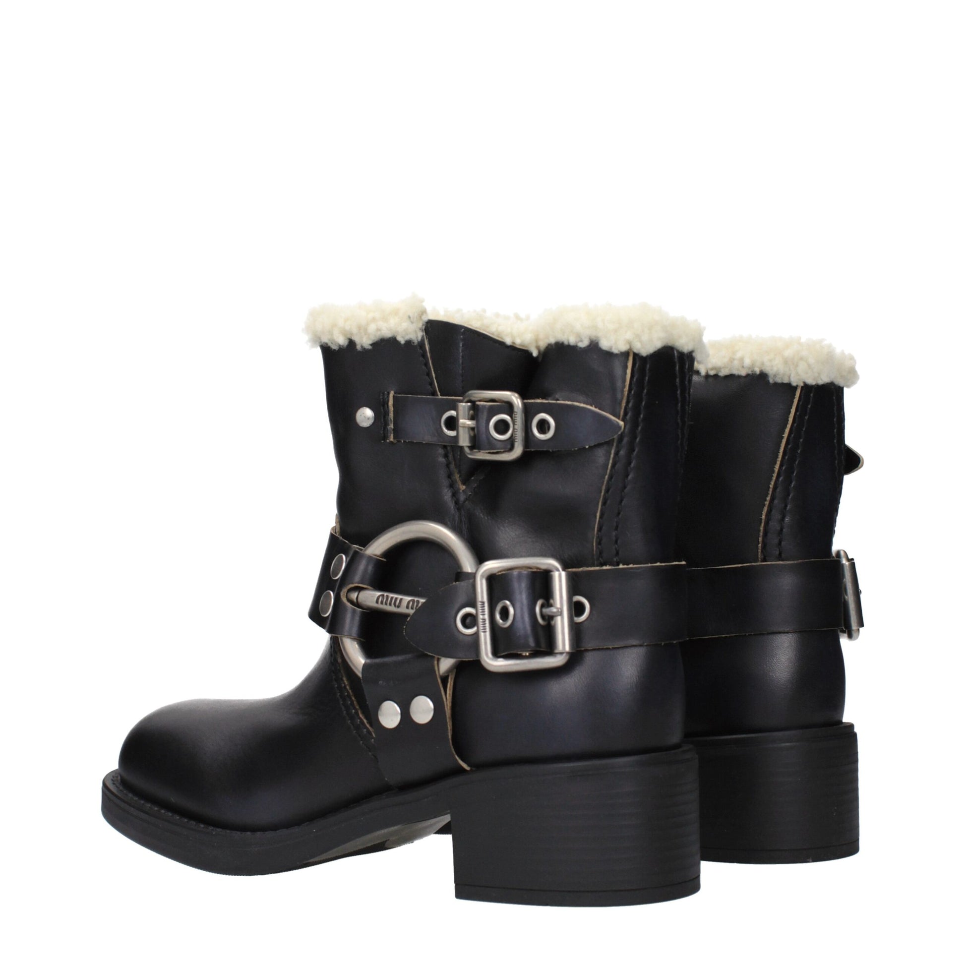 Miu Miu Black Leather Ankle Boots