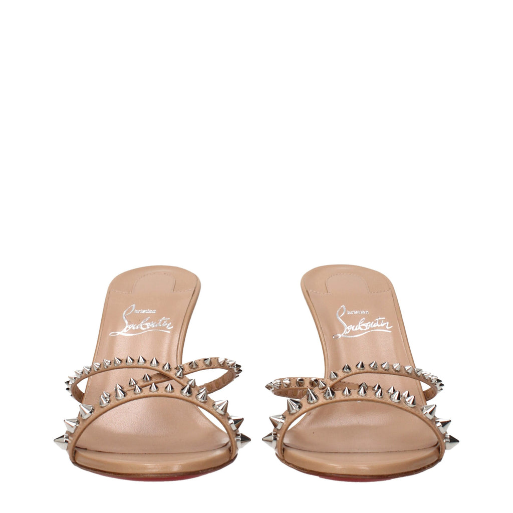 Sandales à talons aiguilles en cuir rose Christian Louboutin