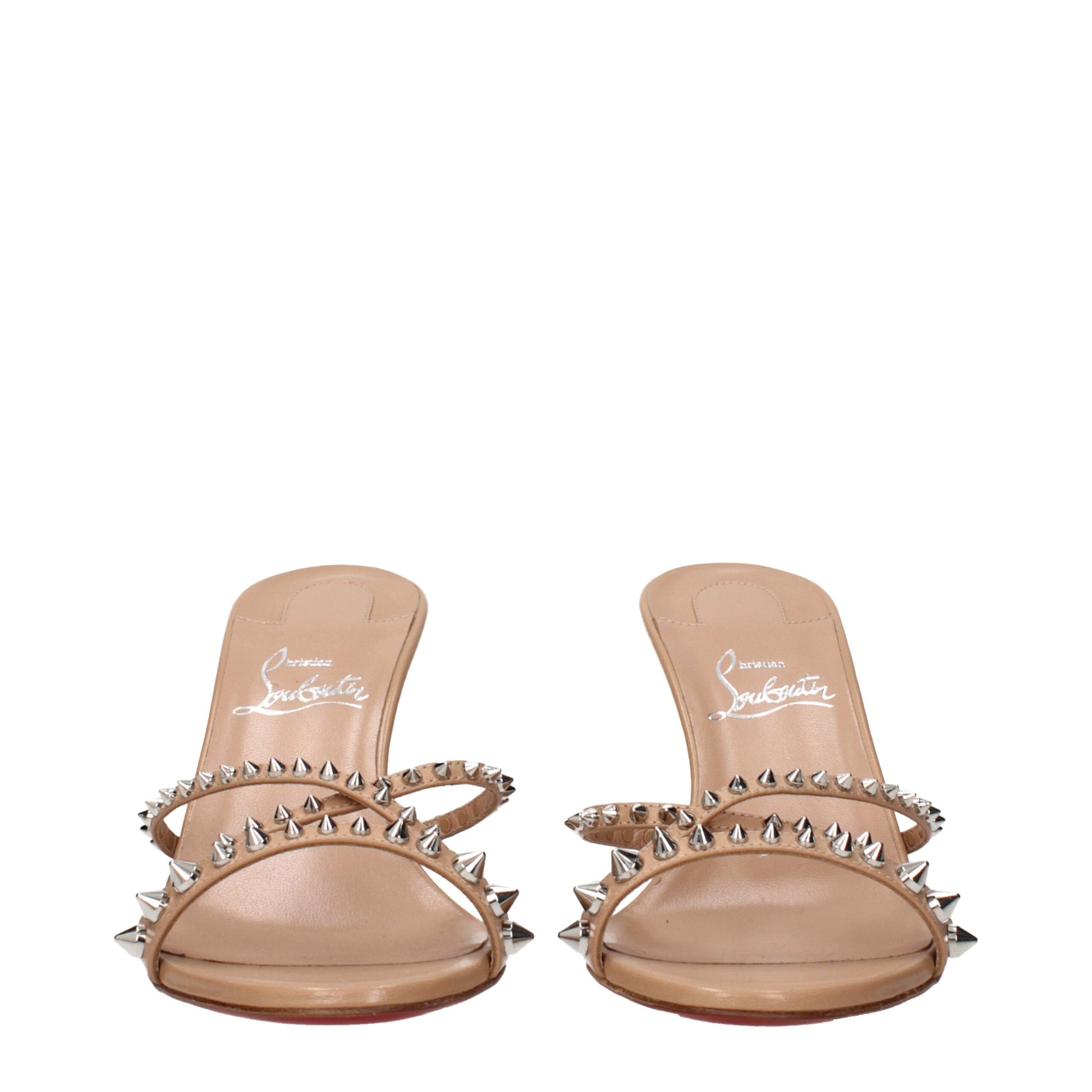 Sandales à talons aiguilles en cuir rose Christian Louboutin