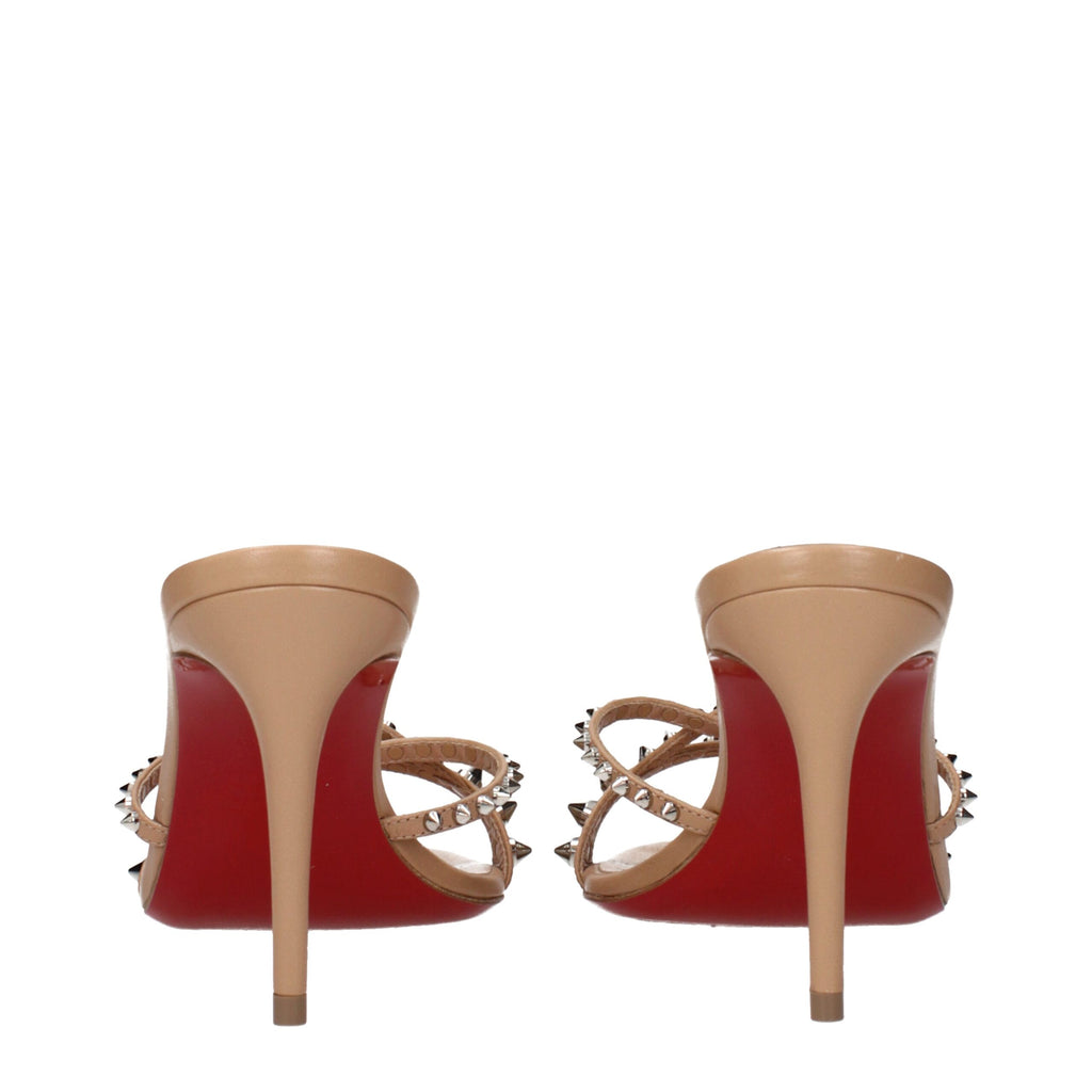 Sandales à talons aiguilles en cuir rose Christian Louboutin