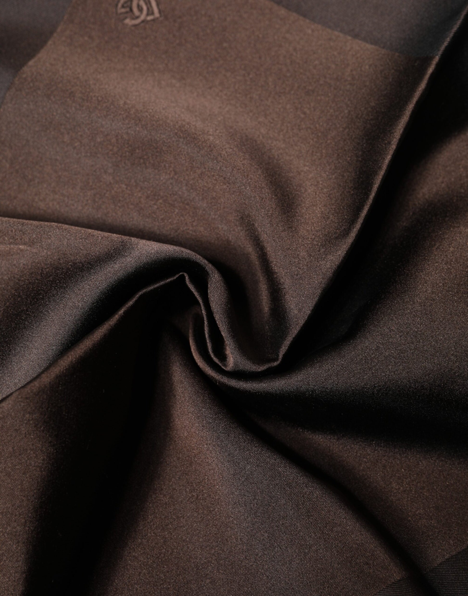 Dolce & Gabbana Brown Logo Silk Square Handkerchief Scarf