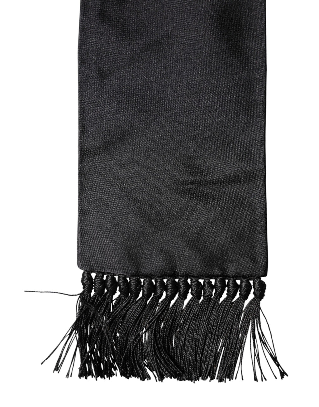 Foulard écharpe tour de cou à franges en soie noire Dolce & Gabbana