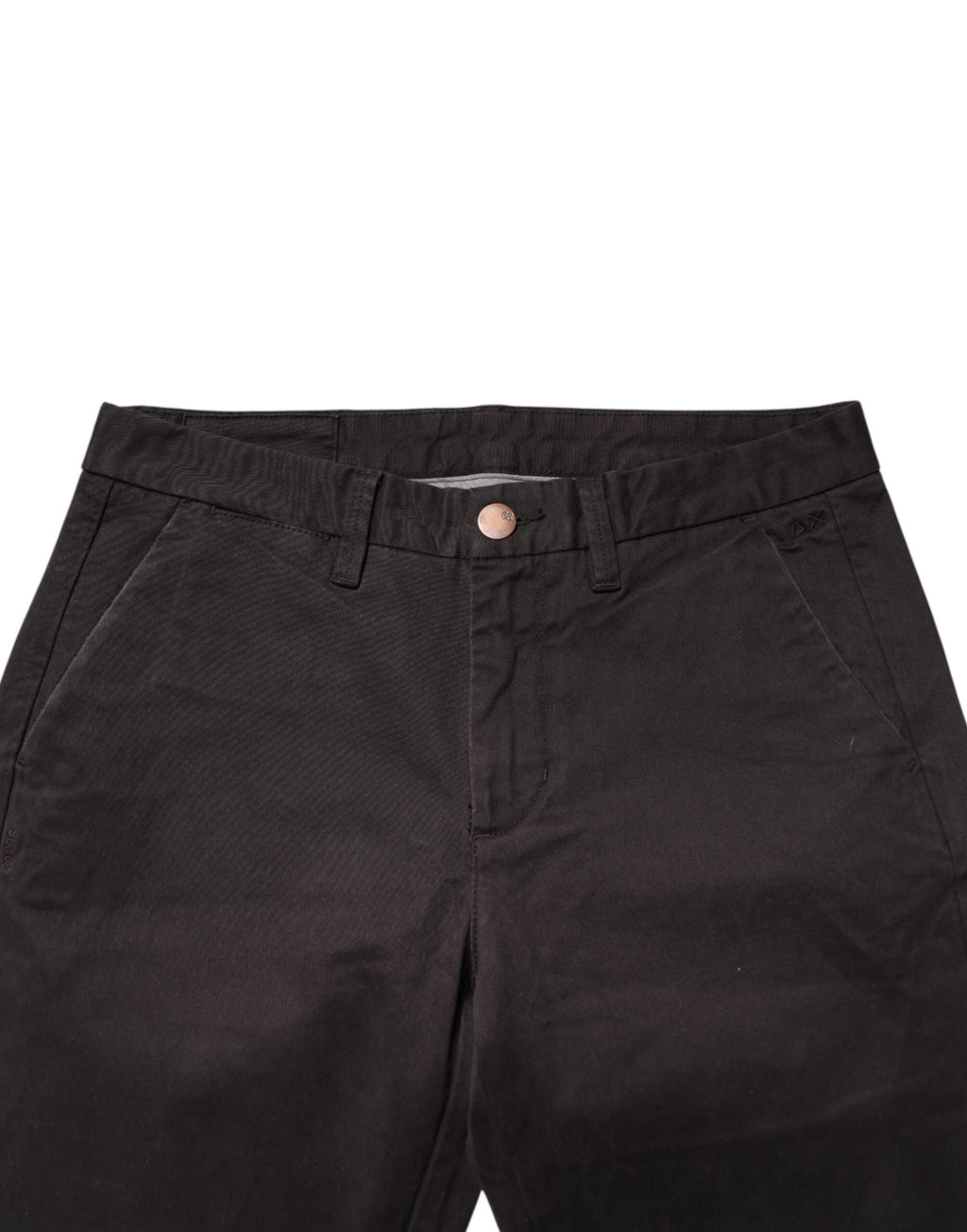 Sun68 Dark Brown Cotton Stretch Skinny Mid Waist Men Trouser Pants