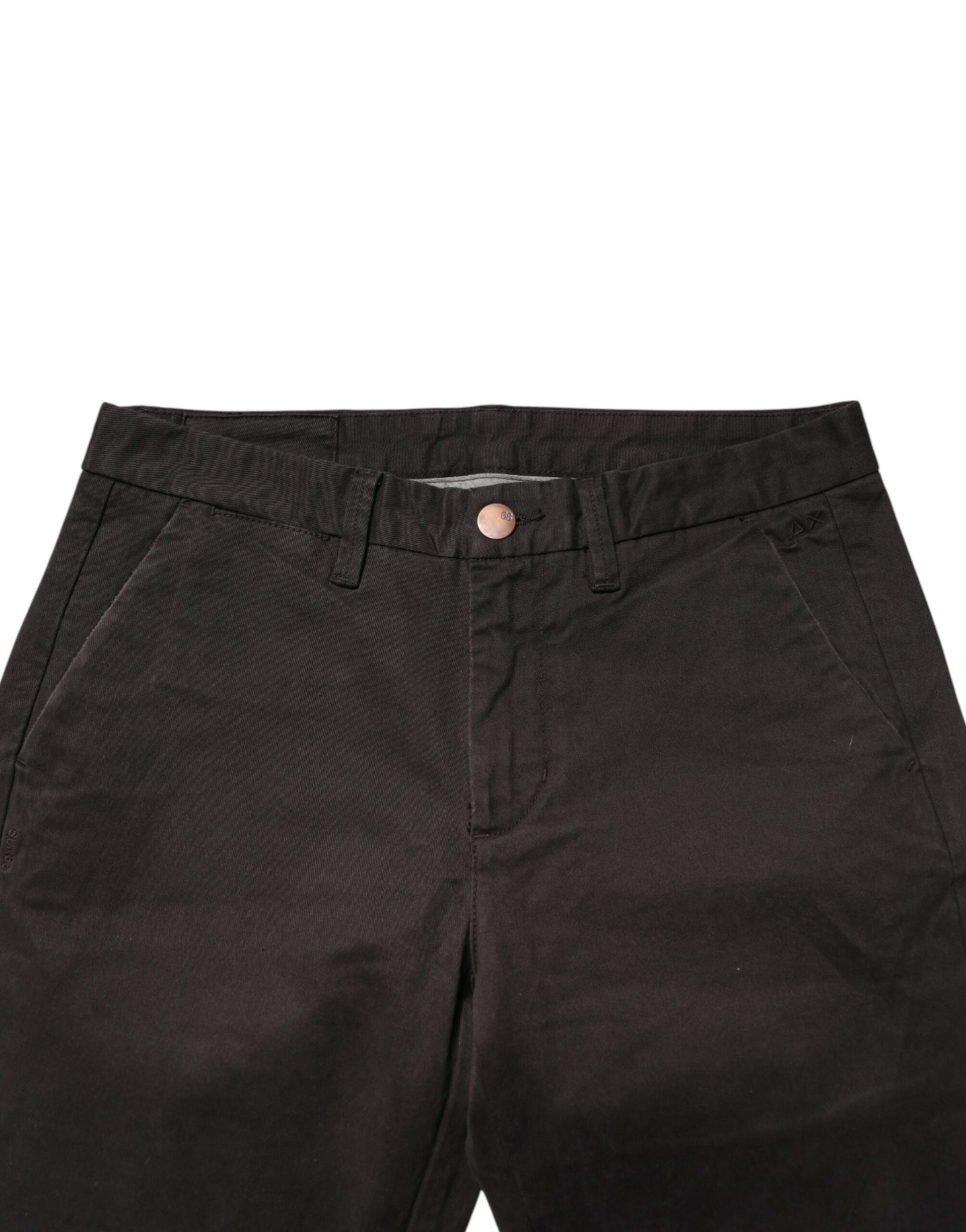 Sun68 Dark Brown Cotton Stretch Skinny Mid Waist Men Trouser Pants