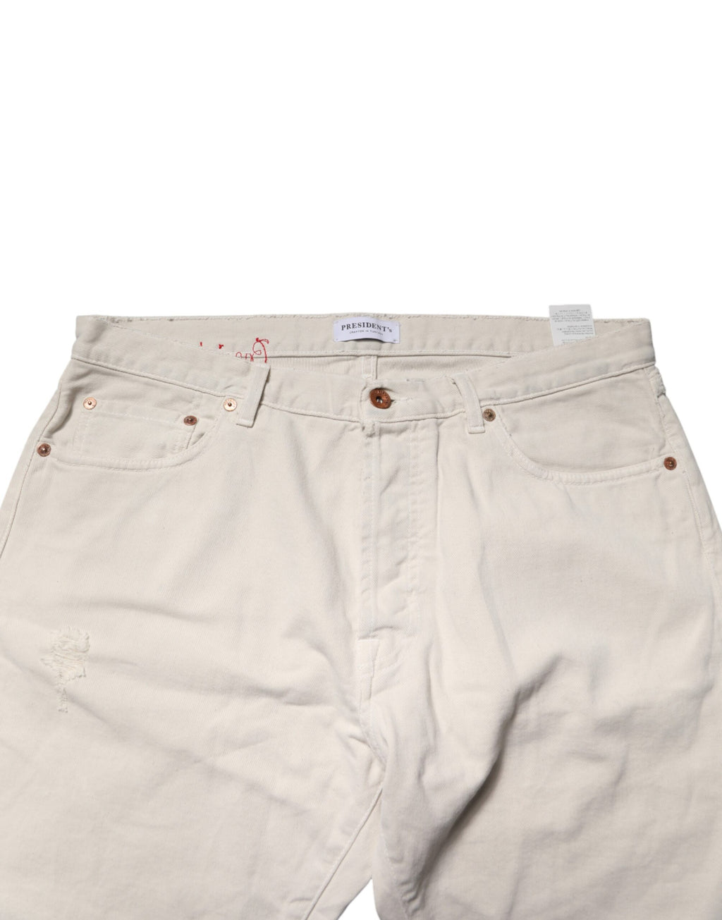 President's White Cotton Straight Mid Waist Denim Men Trouser Jeans