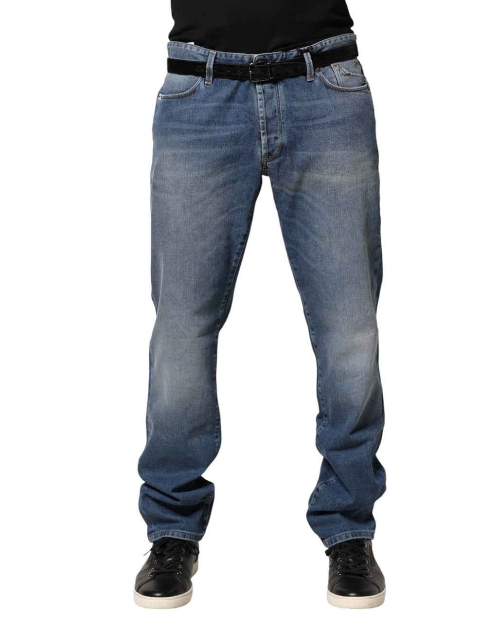 Jean droit en denim taille mi-haute délavé bleu Jeckerson pour homme
