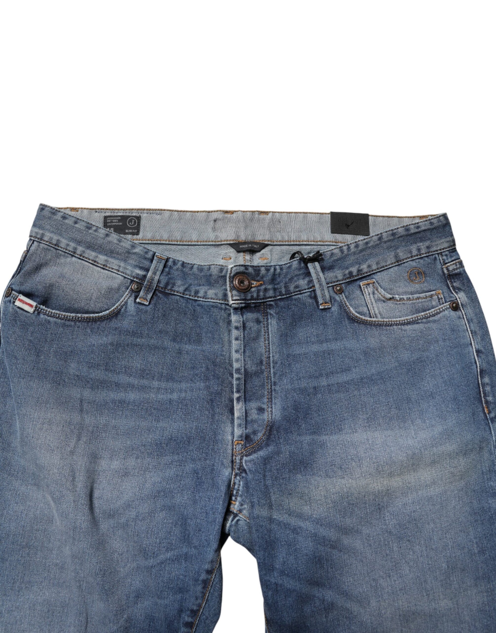 Jean droit en denim taille mi-haute délavé bleu Jeckerson pour homme