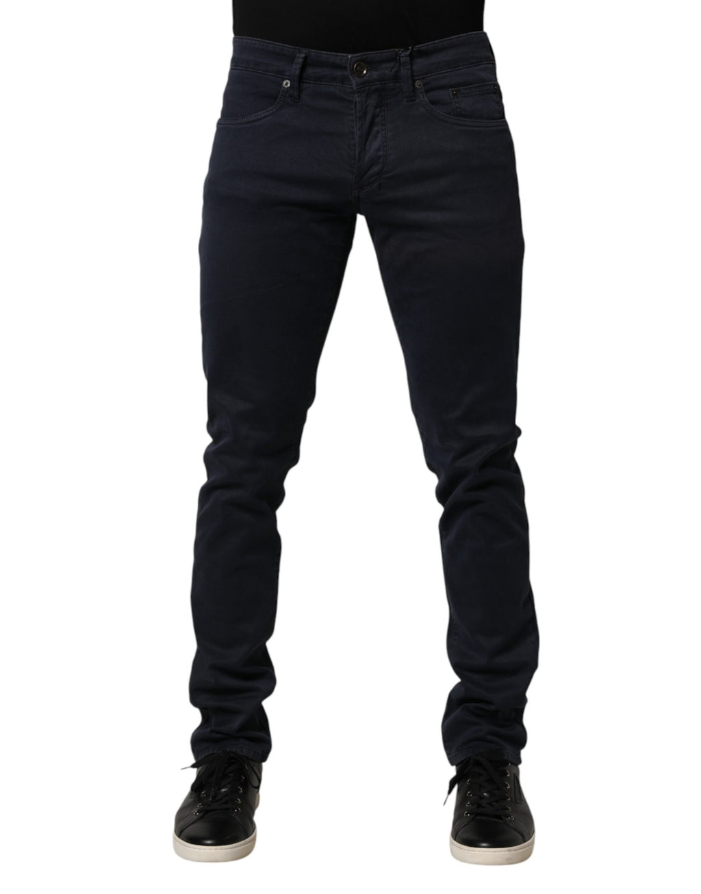 Jean slim en denim de coton noir taille mi-haute pour homme Siviglia
