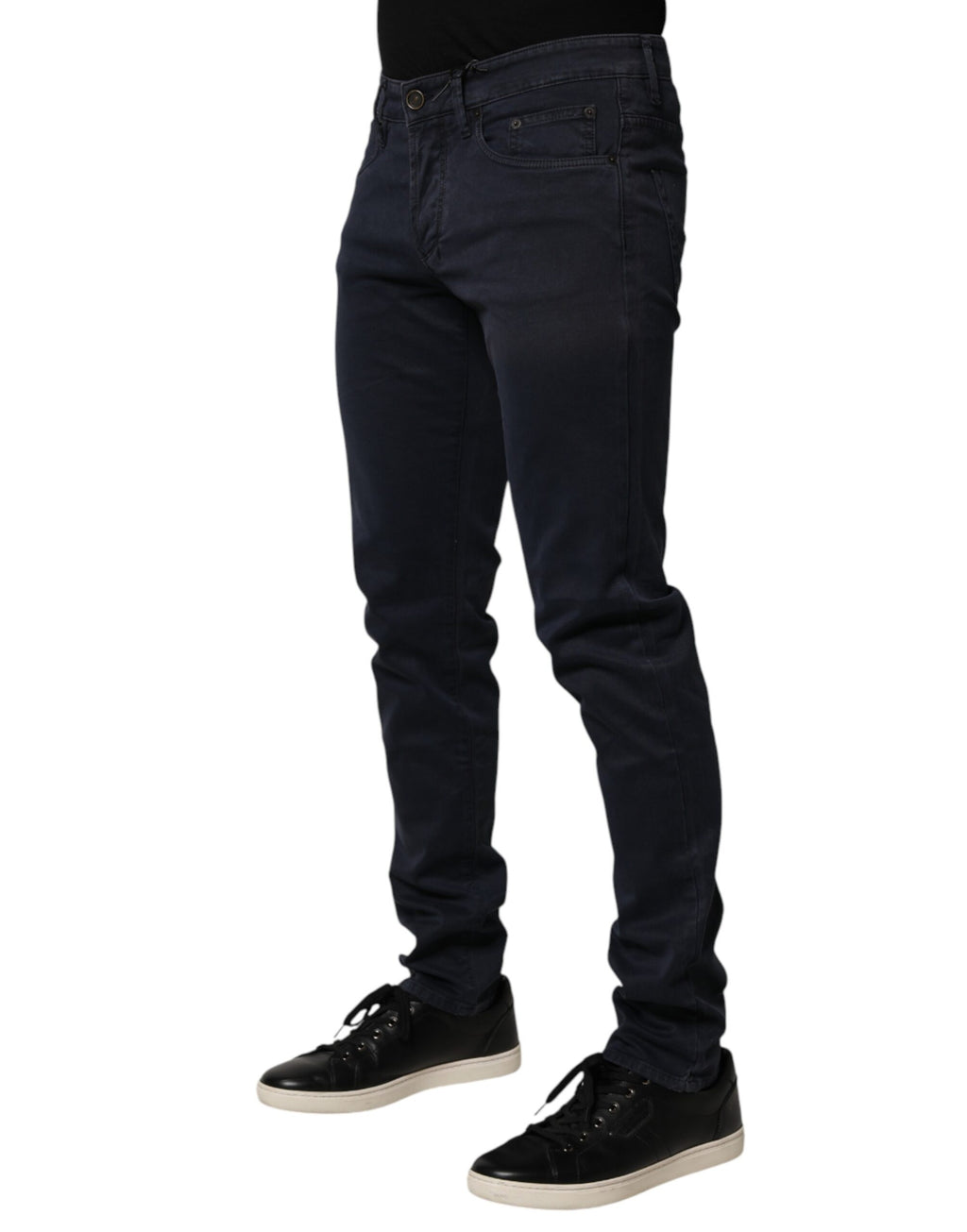 Jean slim en denim de coton noir taille mi-haute pour homme Siviglia