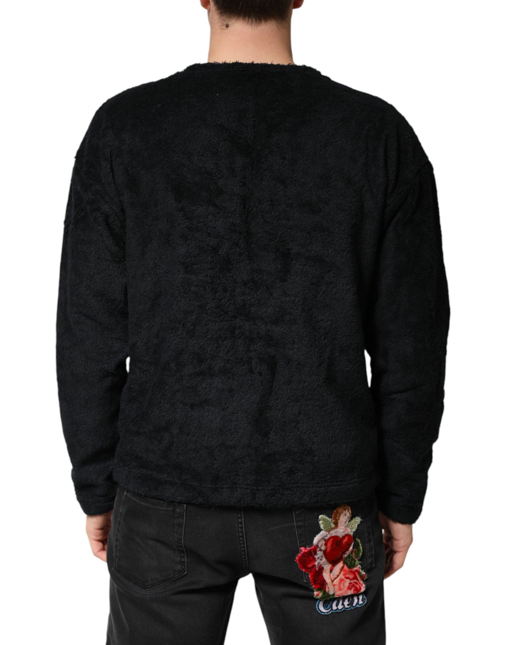 Dolce & Gabbana Black Long Sleeve T-Shirt for Men side view
