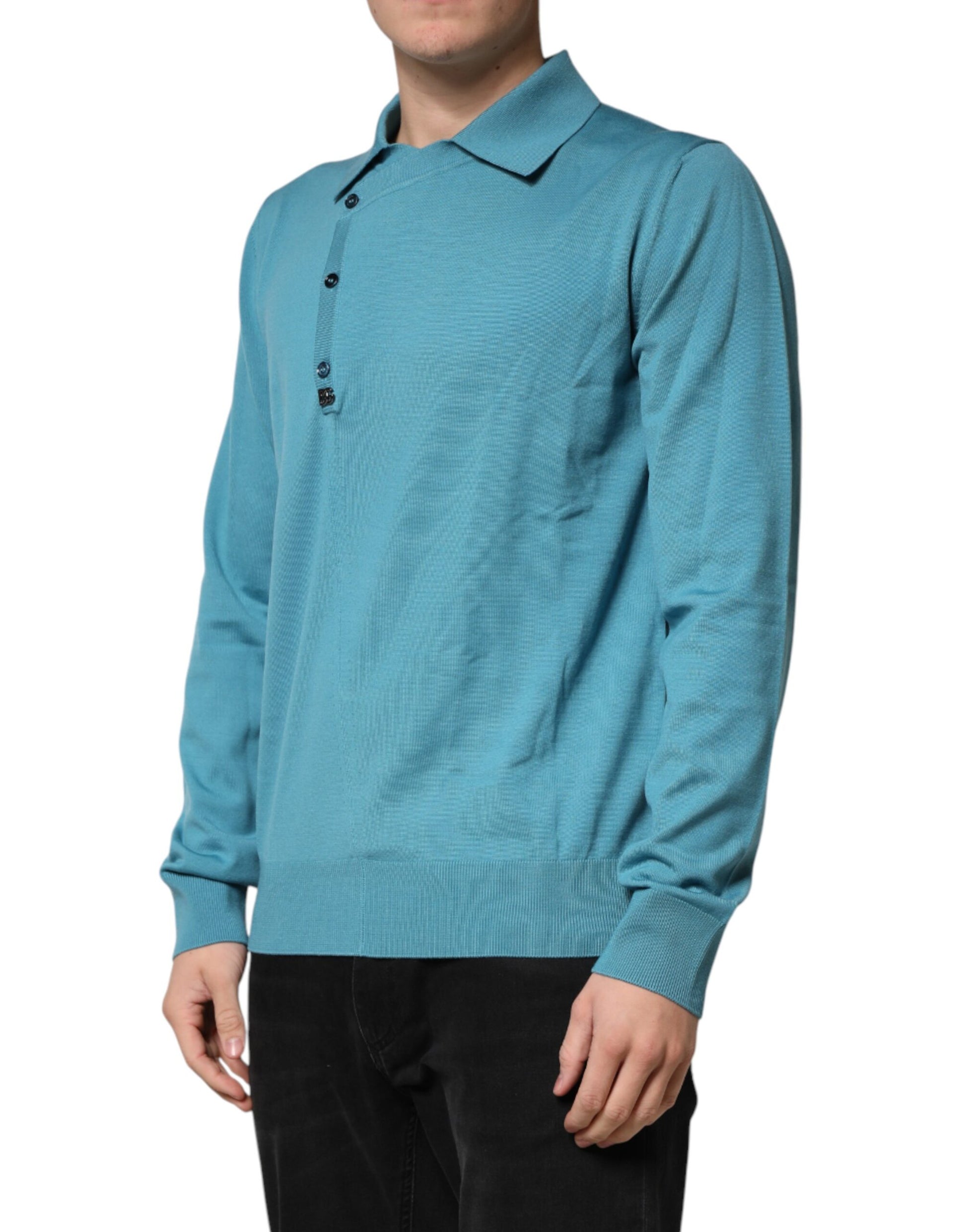 Dolce & Gabbana Blue Long Sleeve T-Shirt for Men detail view