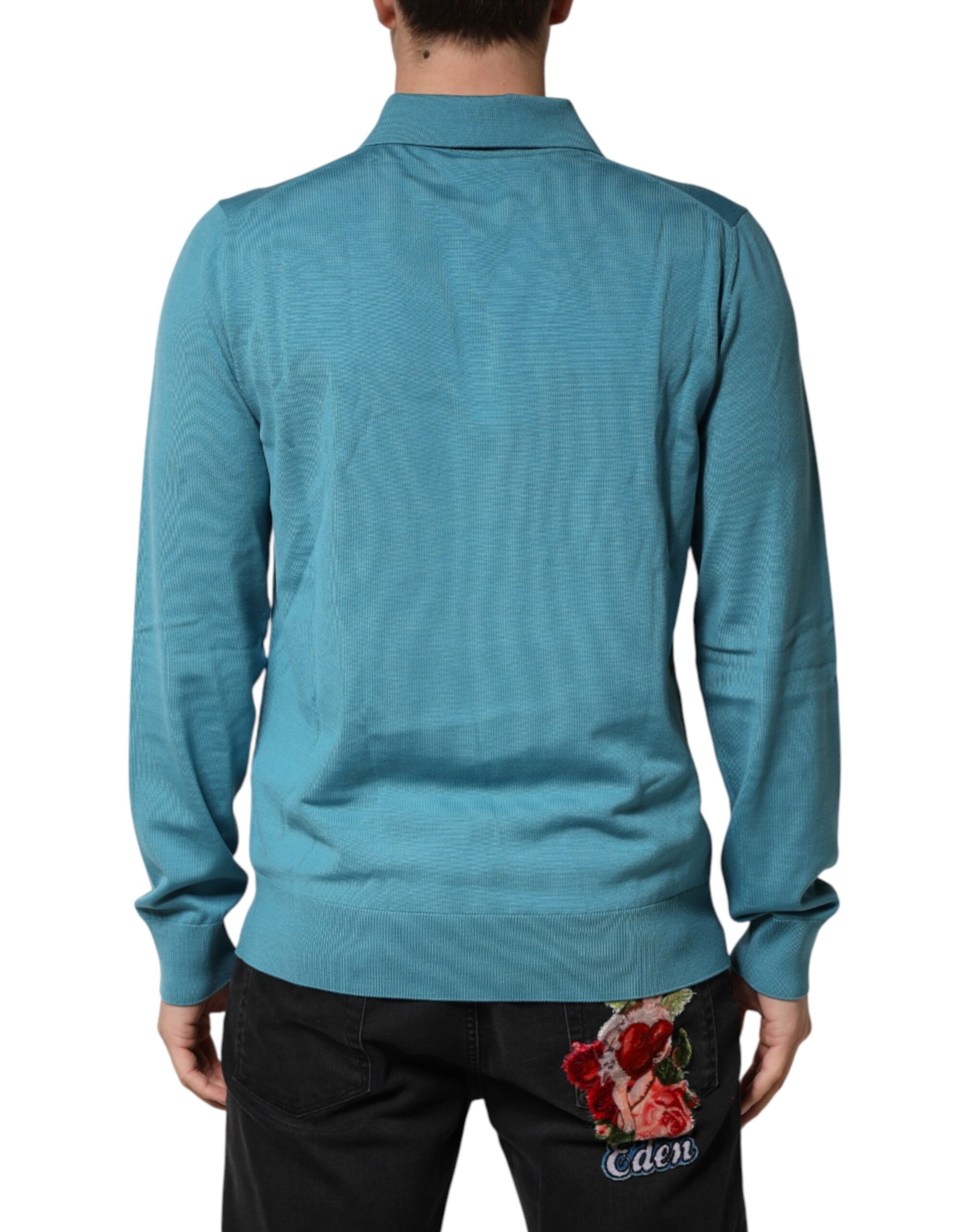 Dolce & Gabbana Blue Long Sleeve T-Shirt for Men side view