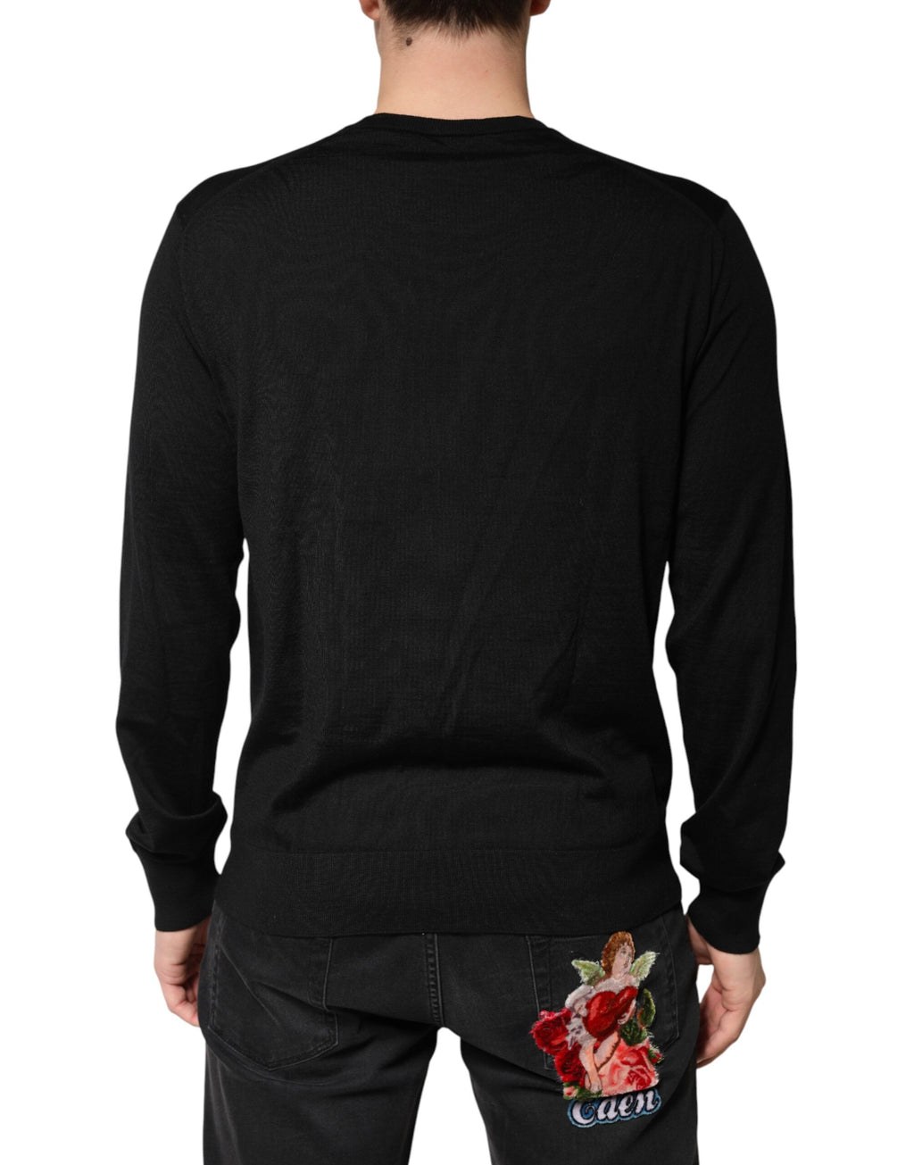 Dolce & Gabbana Black Long Sleeve T-Shirt for Men side view