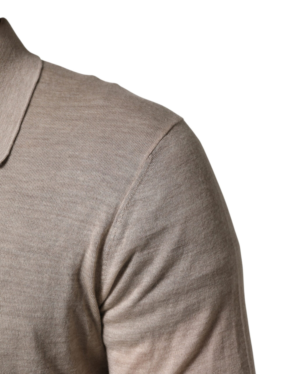 Pull polo en cachemire beige avec col Dolce & Gabbana