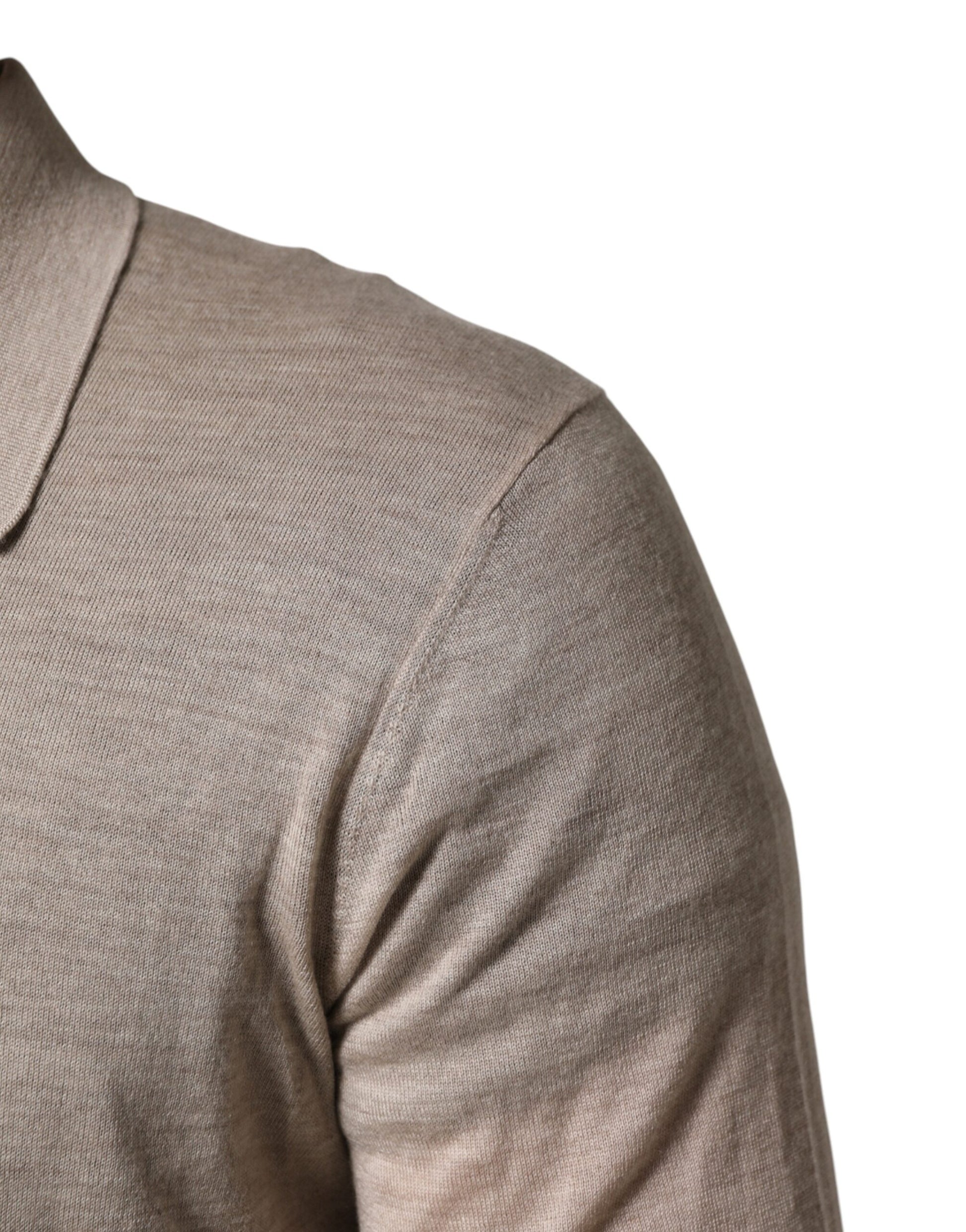 Pull polo en cachemire beige avec col Dolce & Gabbana