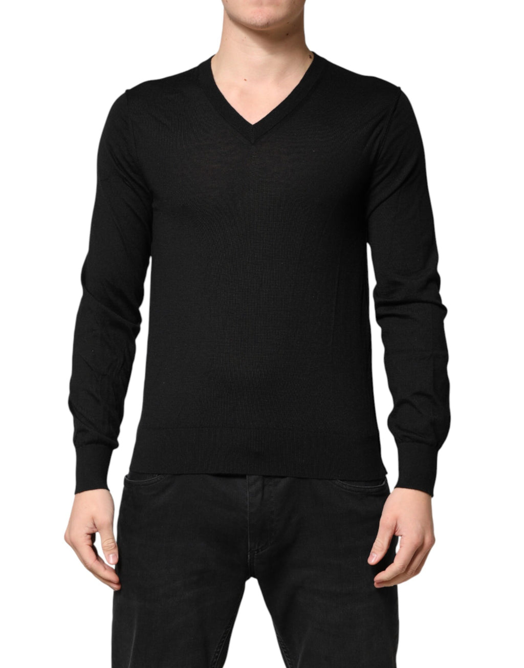 Dolce & Gabbana Pull Homme Col V en Cachemire Noir