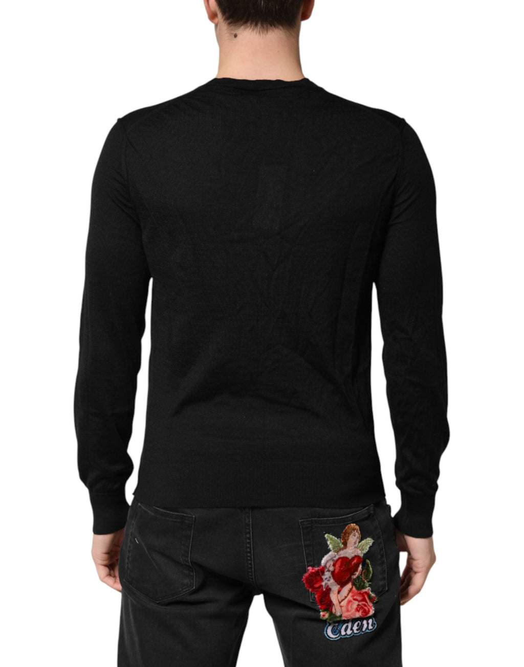 Dolce & Gabbana Pull Homme Col V en Cachemire Noir