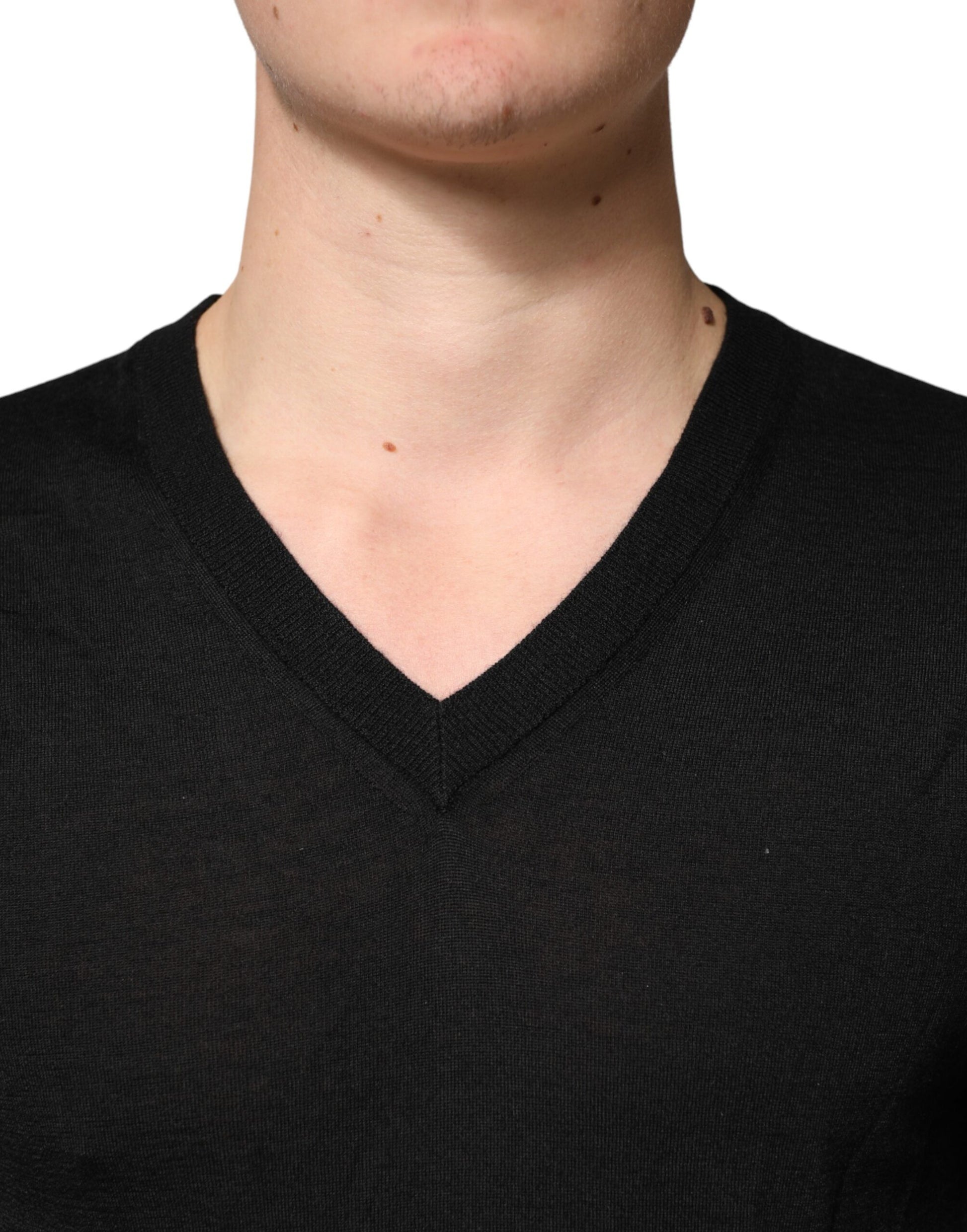 Dolce & Gabbana Pull Homme Col V en Cachemire Noir