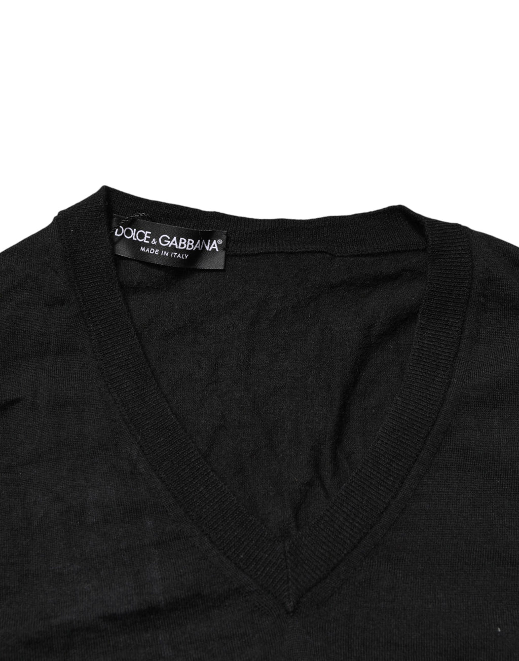Dolce & Gabbana Pull Homme Col V en Cachemire Noir