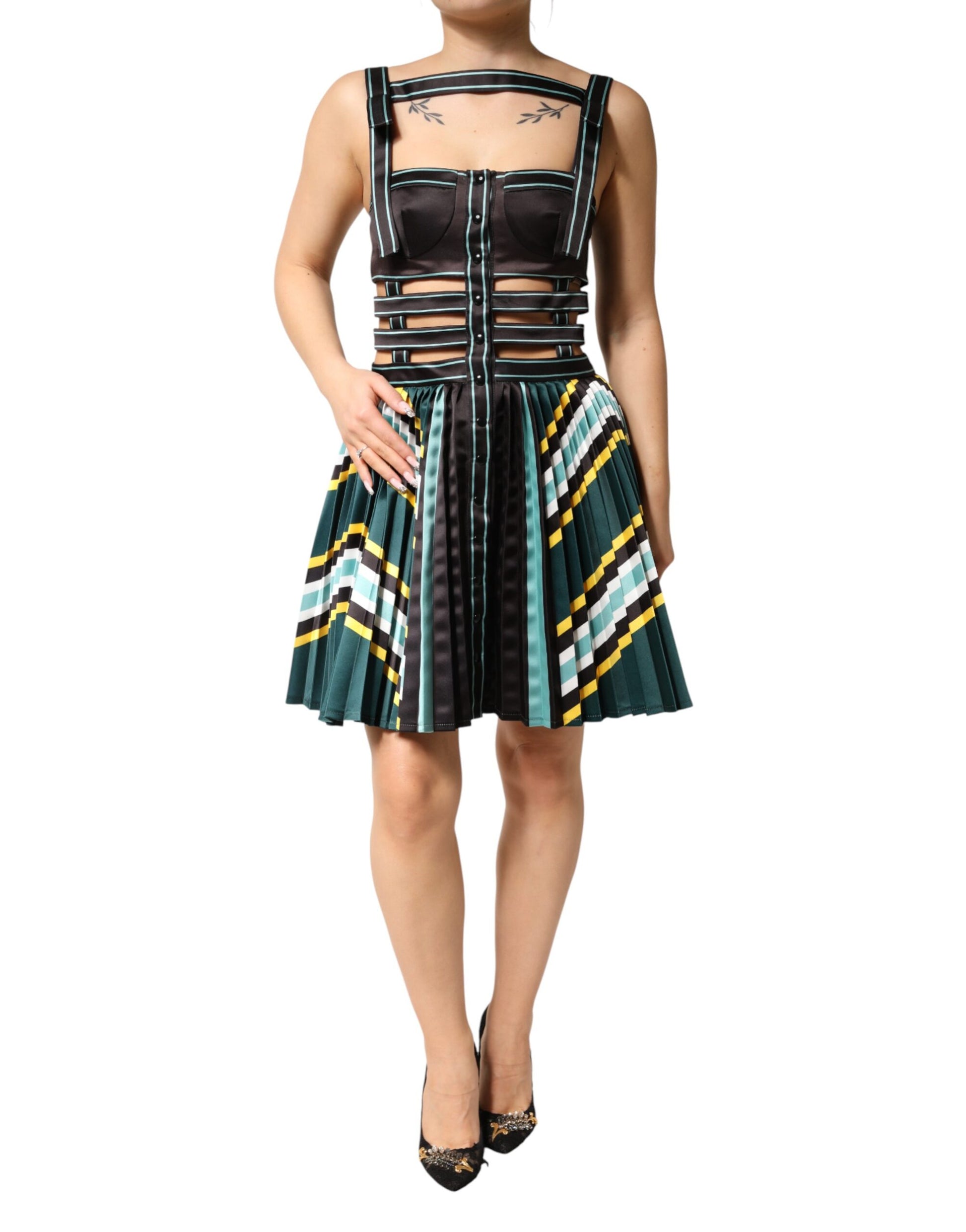 Robe trapèze sans manches multicolore Philosophy di Lorenzo Serafini