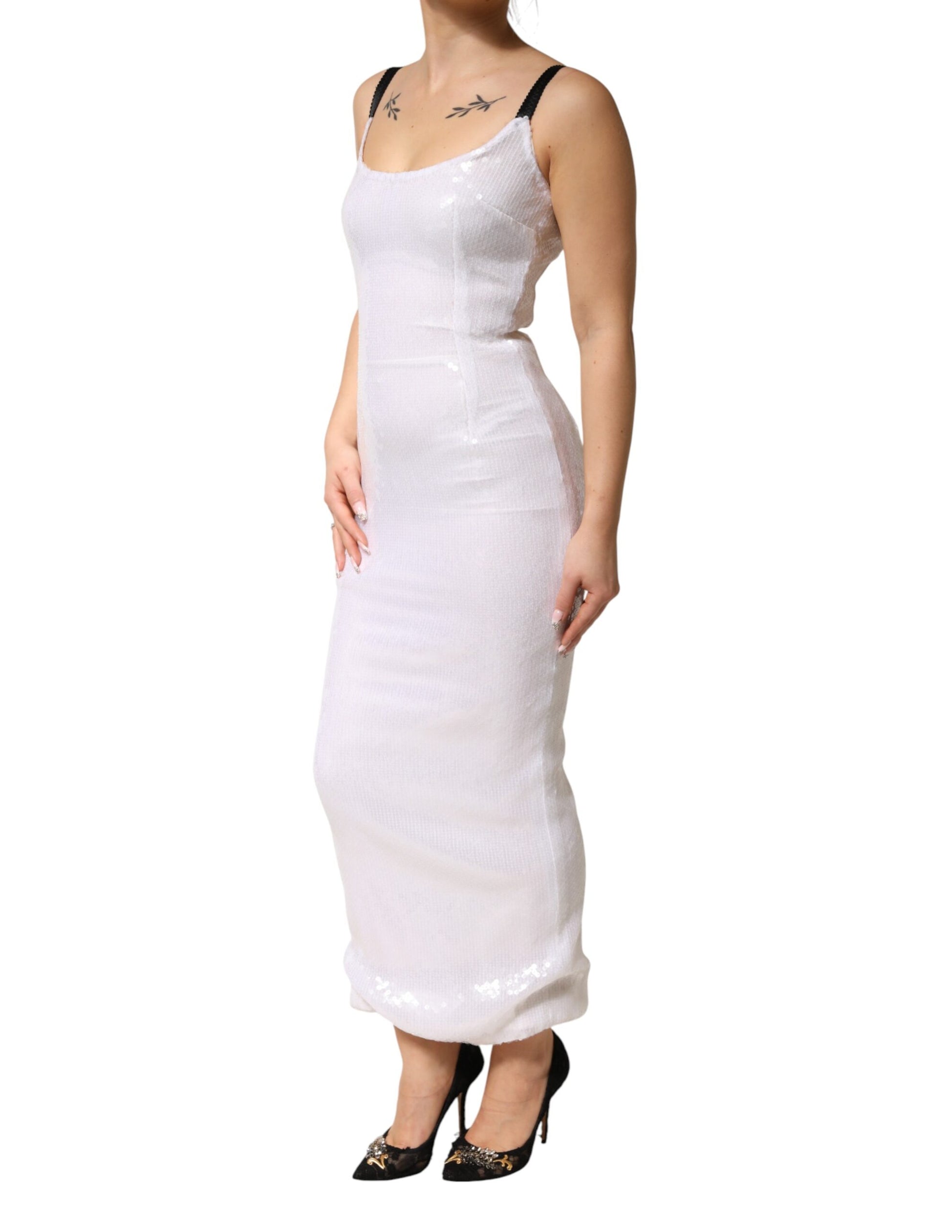 Robe fourreau sans manches Dolce & Gabbana en polyester blanc