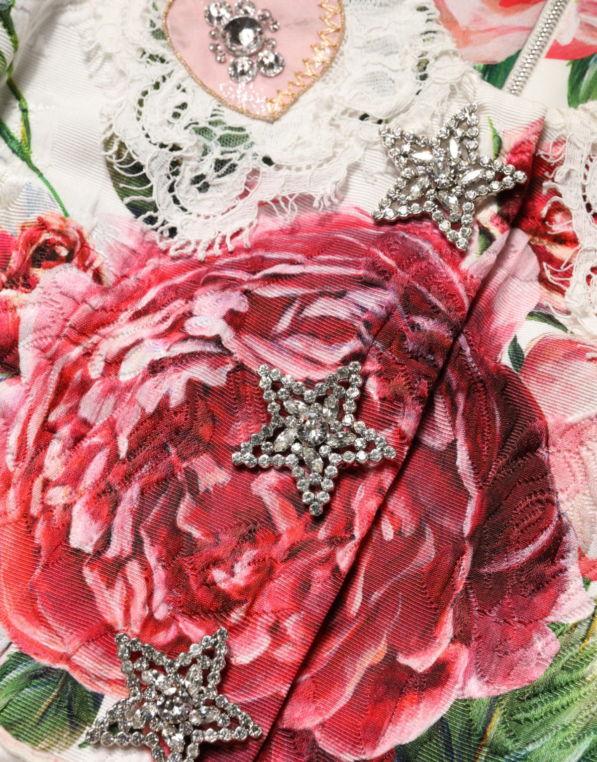 Dolce & Gabbana Weißes, blumenverziertes Etui-Minikleid