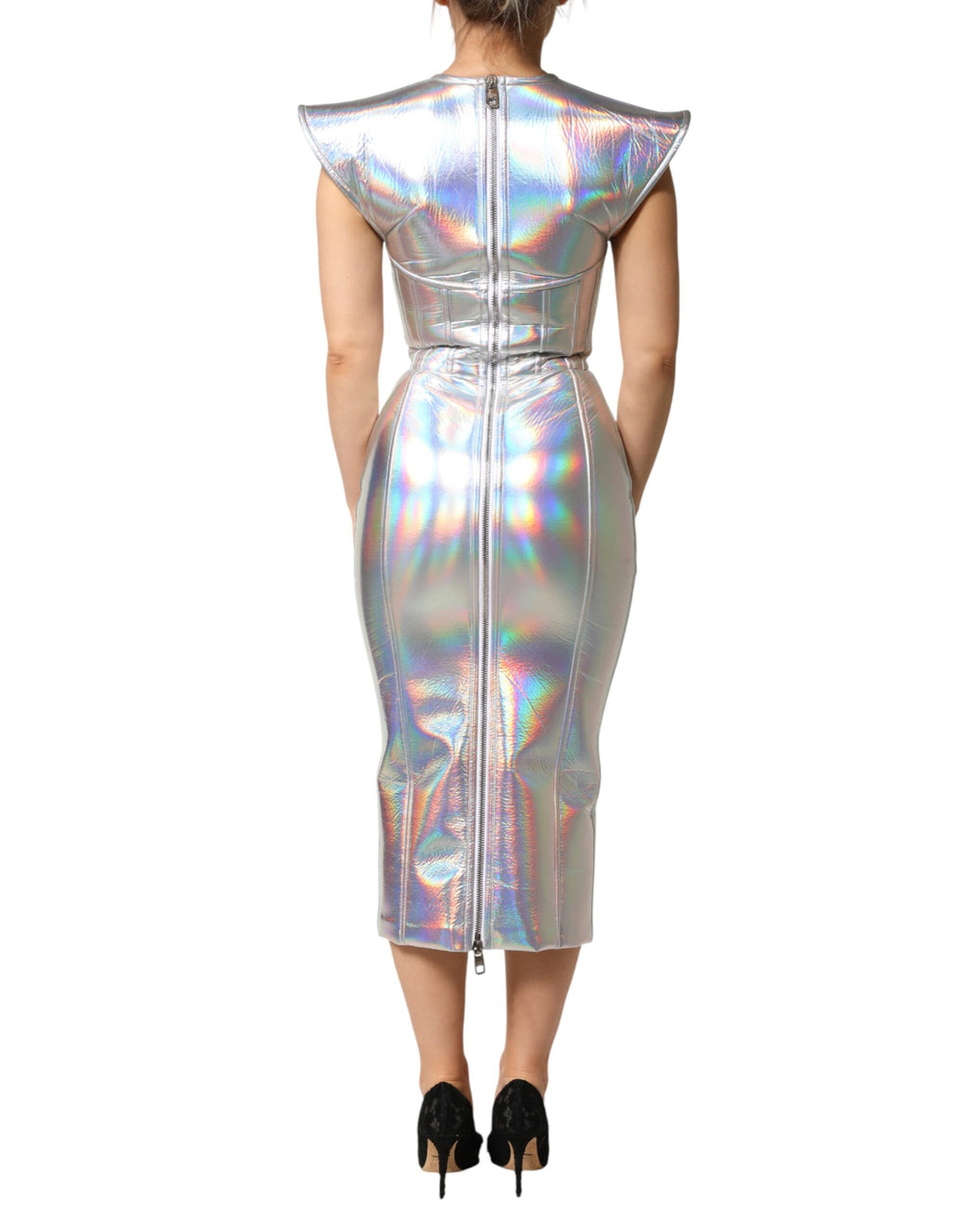 Dolce & Gabbana Silver Midi Dress for Women side view