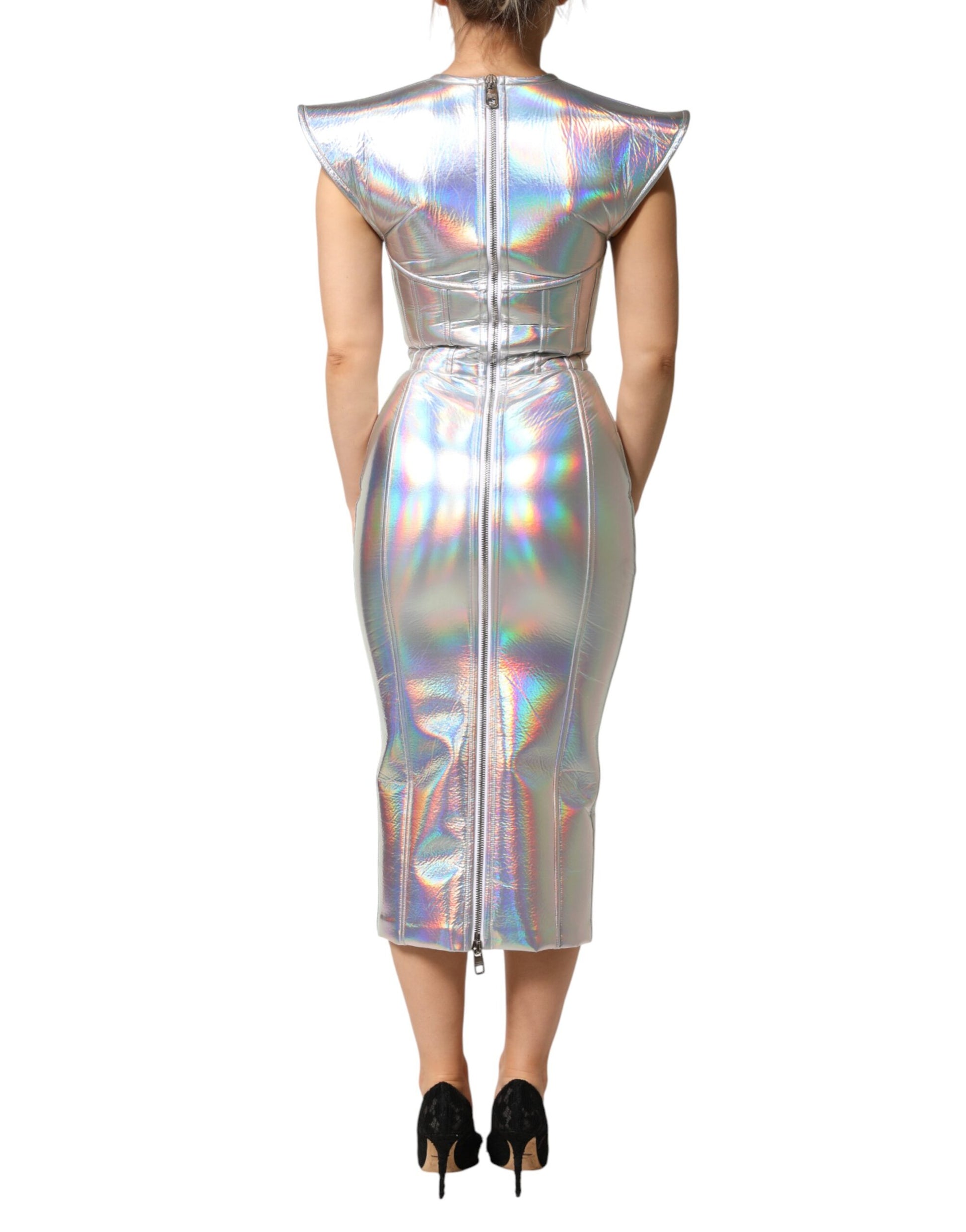 Dolce & Gabbana Silver Midi Dress for Women side view