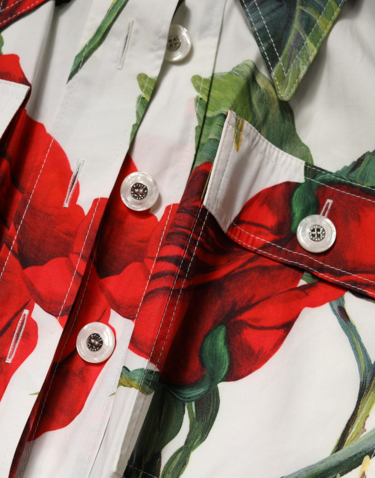 Dolce & Gabbana Jumpsuit-Kleid aus Baumwolle mit weißem Blumenmuster